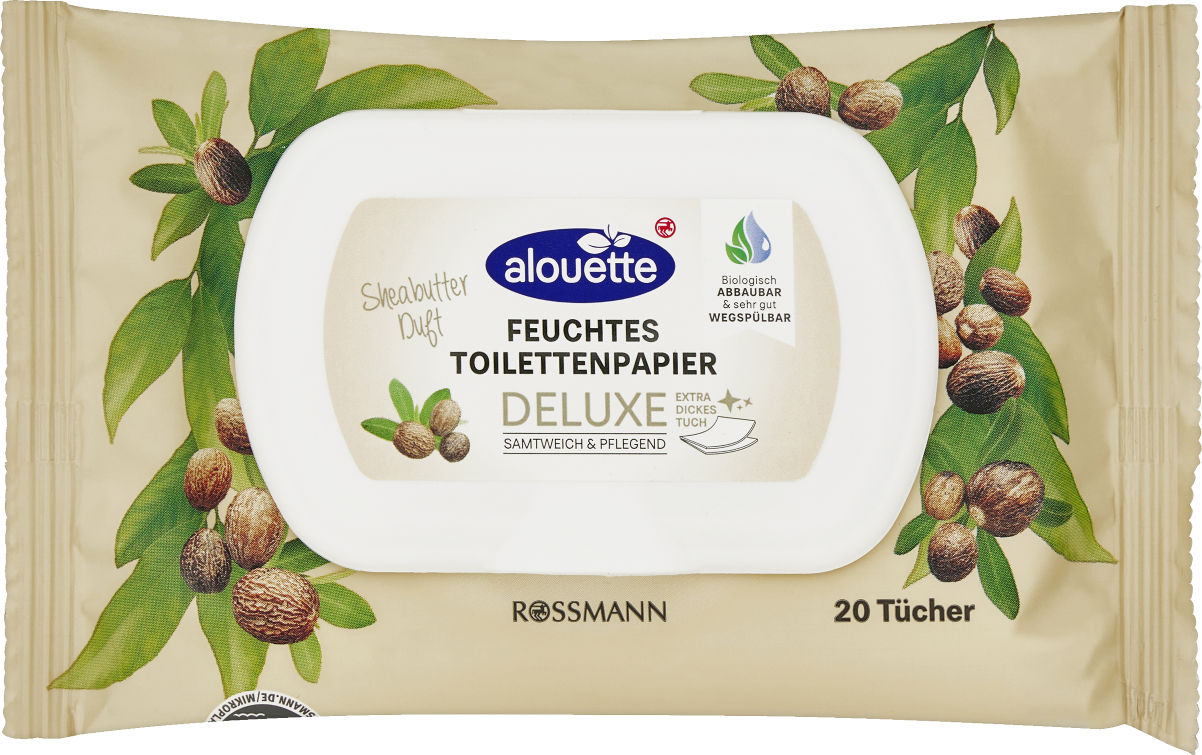 alouette Feuchtes Toilettenpapier Sheabutter-Duft Deluxe Reisegröße
