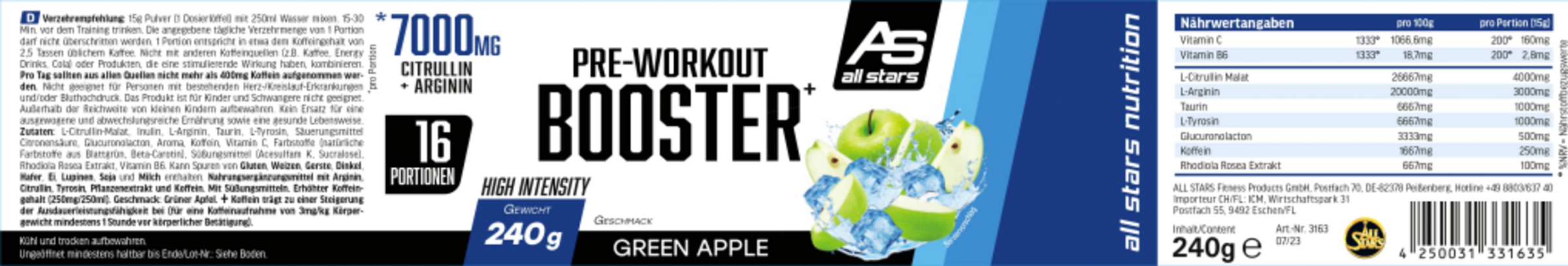 All Stars Pre-Workout Booster Green Apple