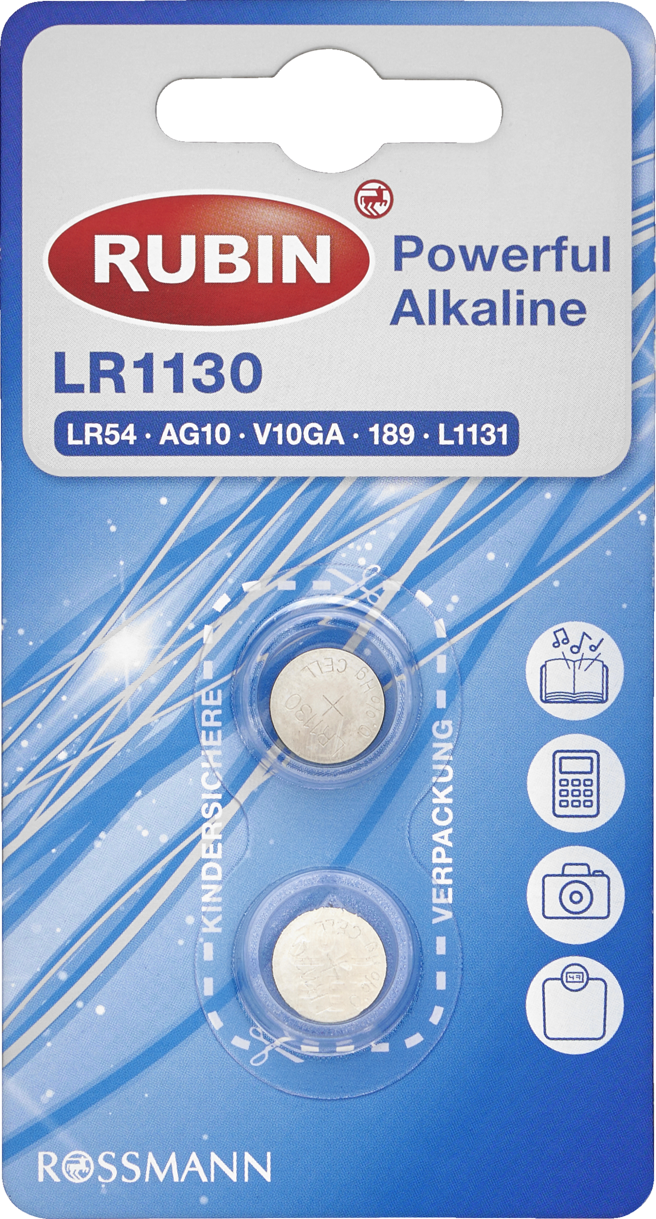 RUBIN Powerful Alkaline Knopfzelle LR1130/LR54