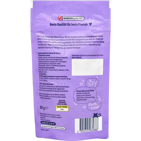 Knuspertaschen mit Katzengras & Katzenminze