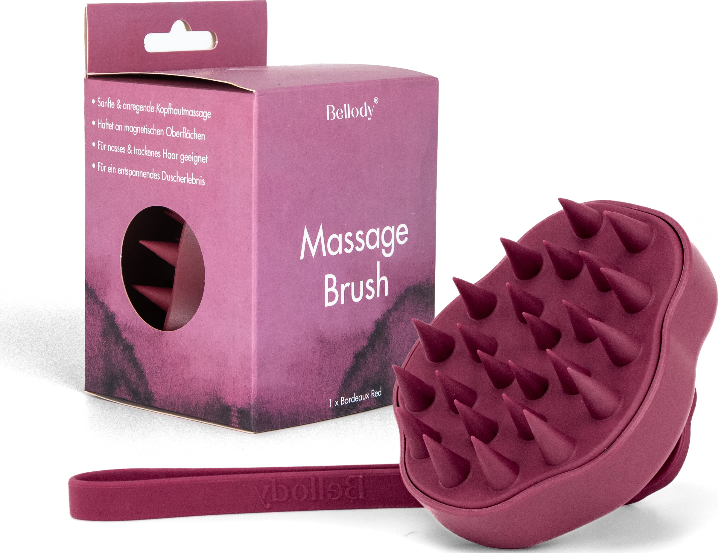 Bellody Kopfmassagebürste Bordeaux Red