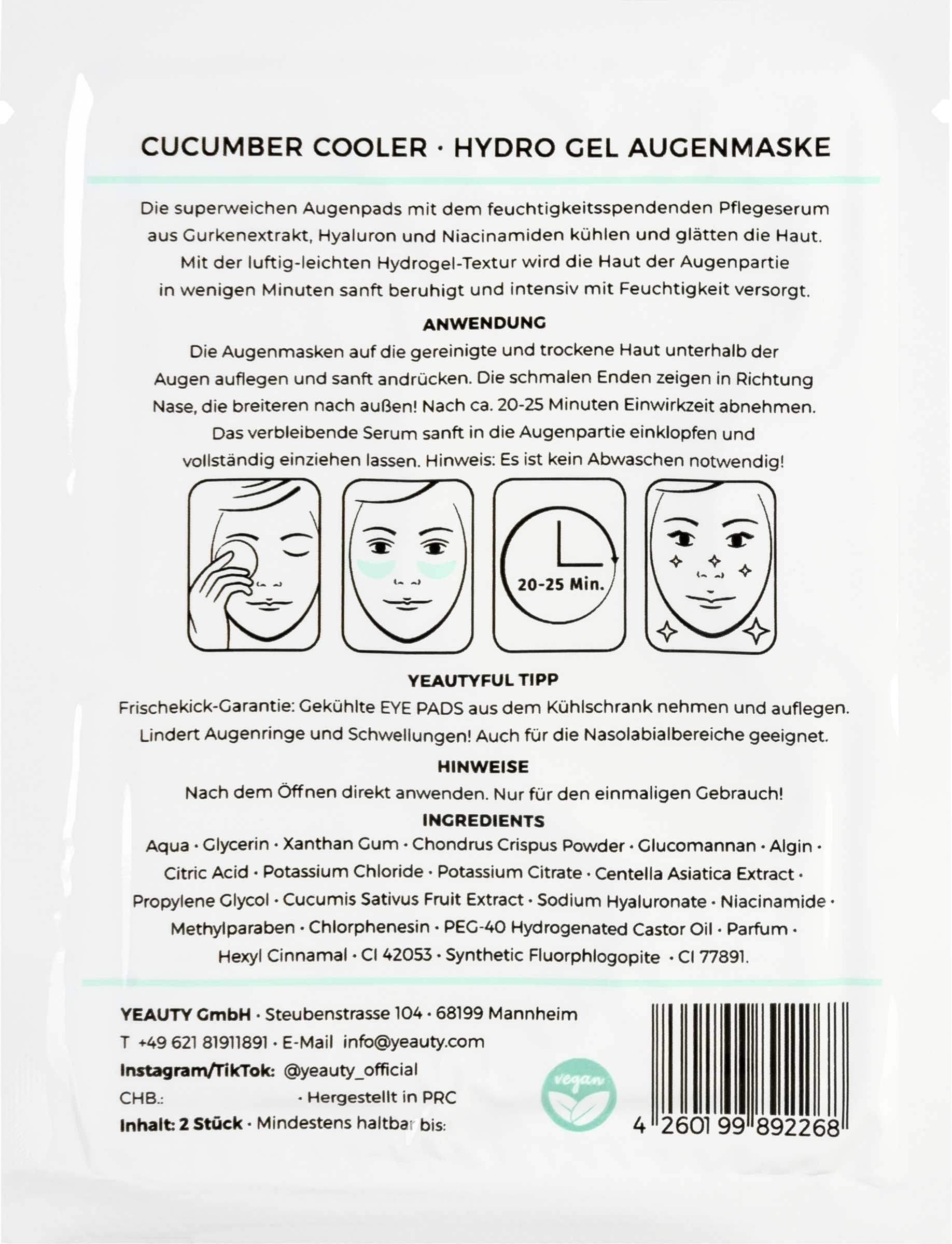YEAUTY Eye Pad Mask Cucumber Cooler online kaufen rossmann.de
