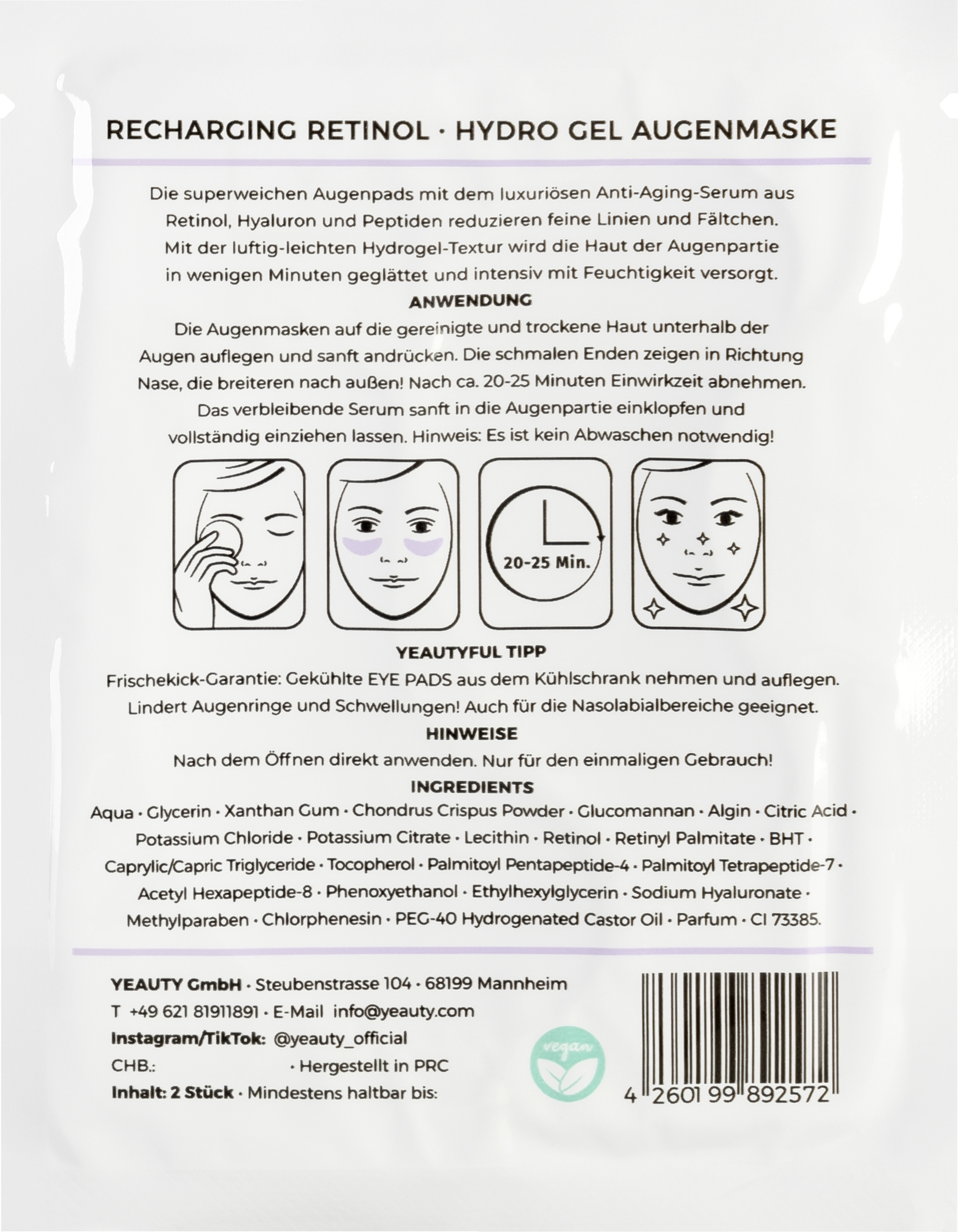 YEAUTY Eye Pad Mask Recharging Retinol online kaufen rossmann.de
