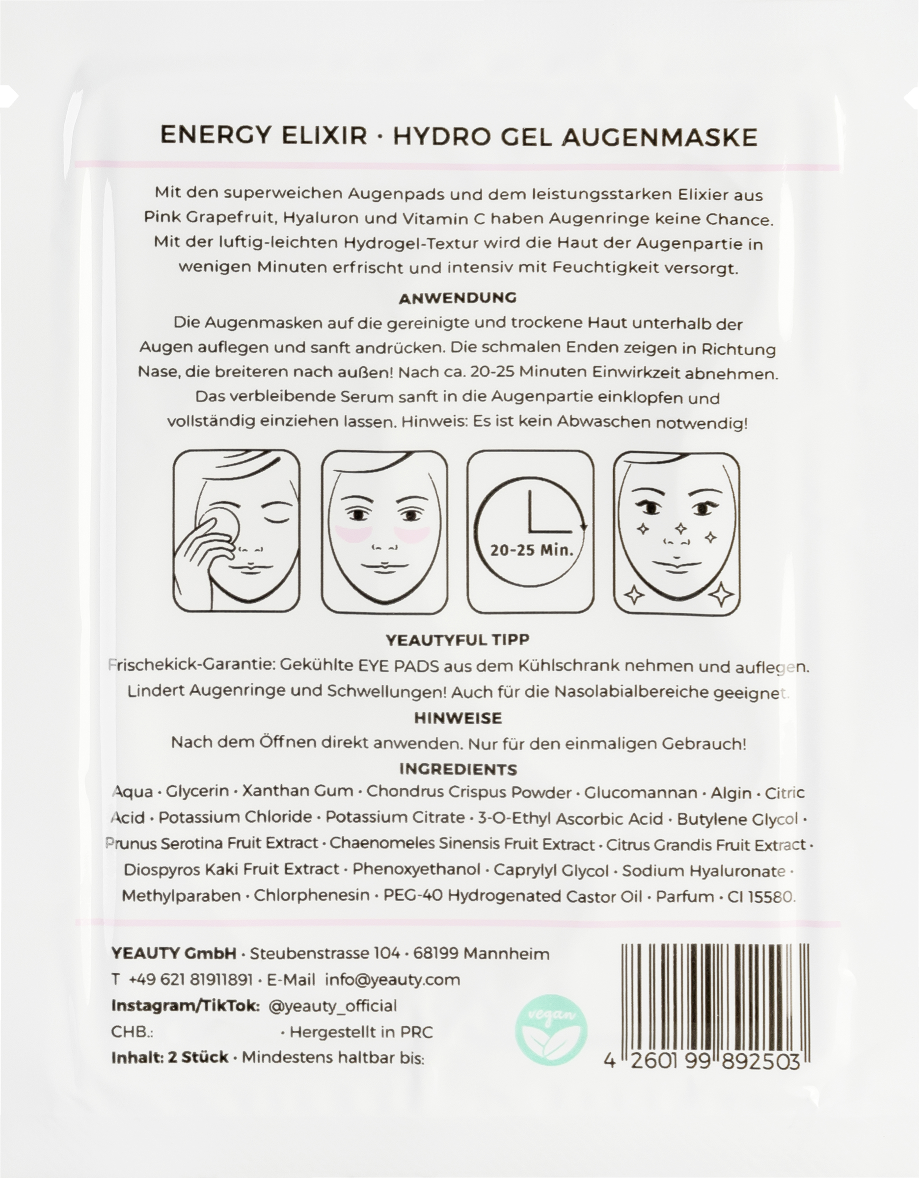 YEAUTY Eye Pad Mask Energy Elixir online kaufen rossmann.de