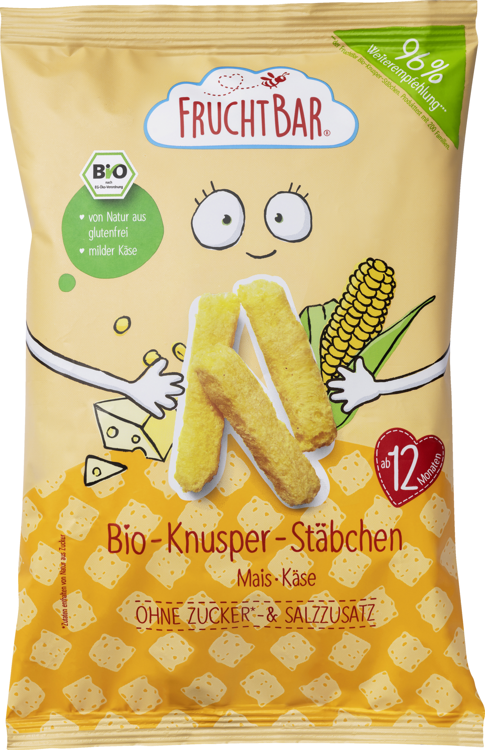 FruchtBar Bio Knusper-Stäbchen Mais-Käse