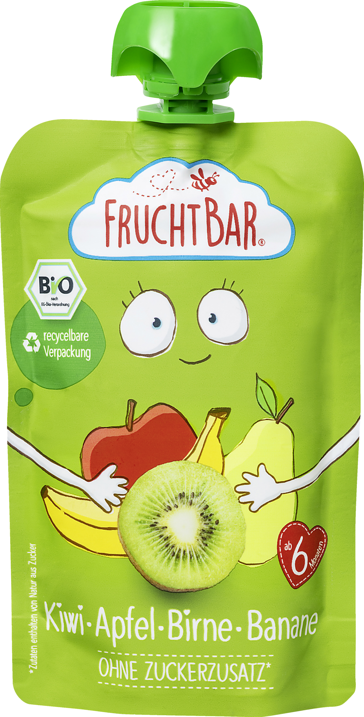 FruchtBar Bio Fruchtpüree Kiwi, Apfel, Birne, Banane