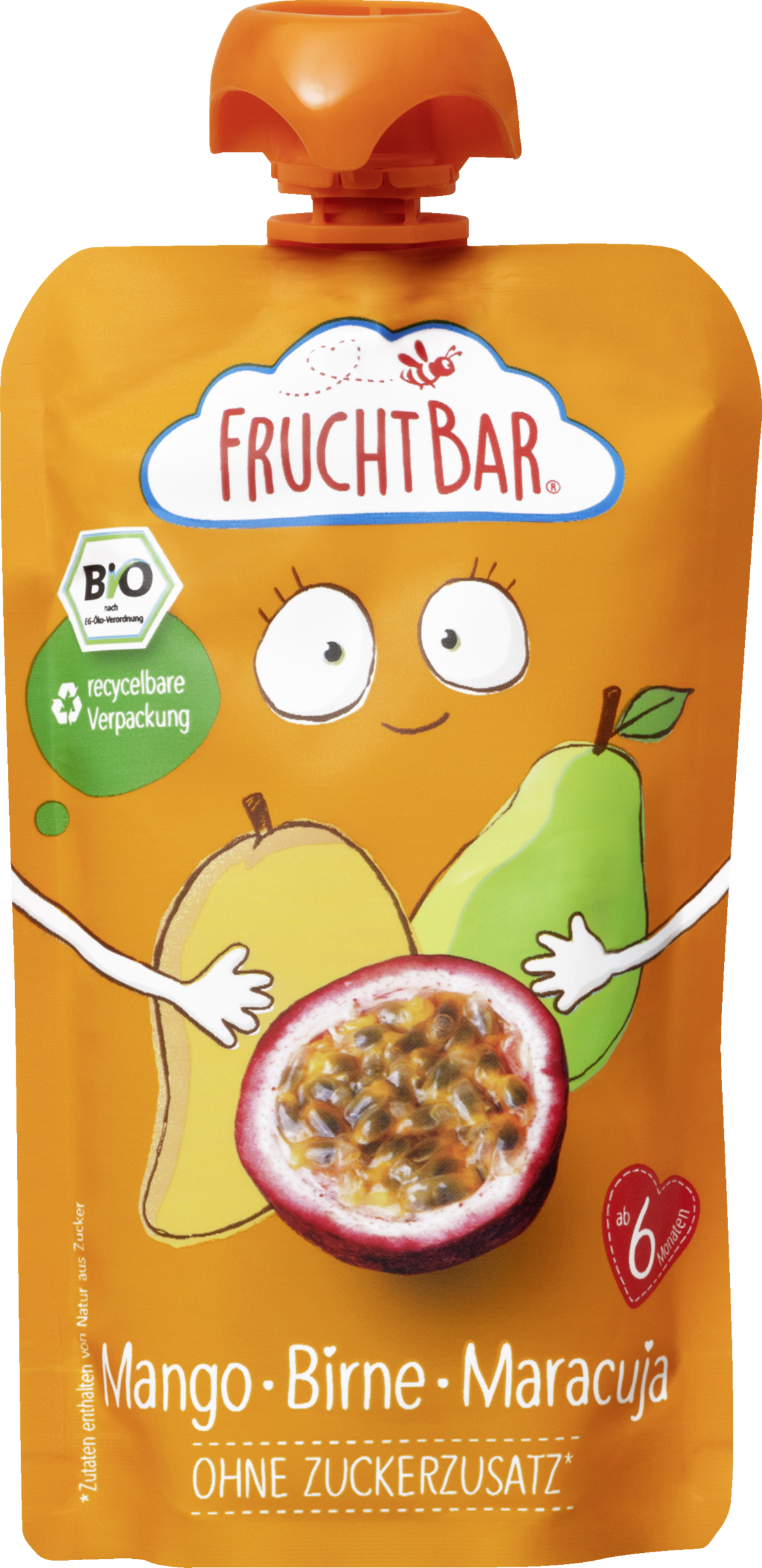 FruchtBar Bio Fruchtpüree Mango, Birne, Maracuja