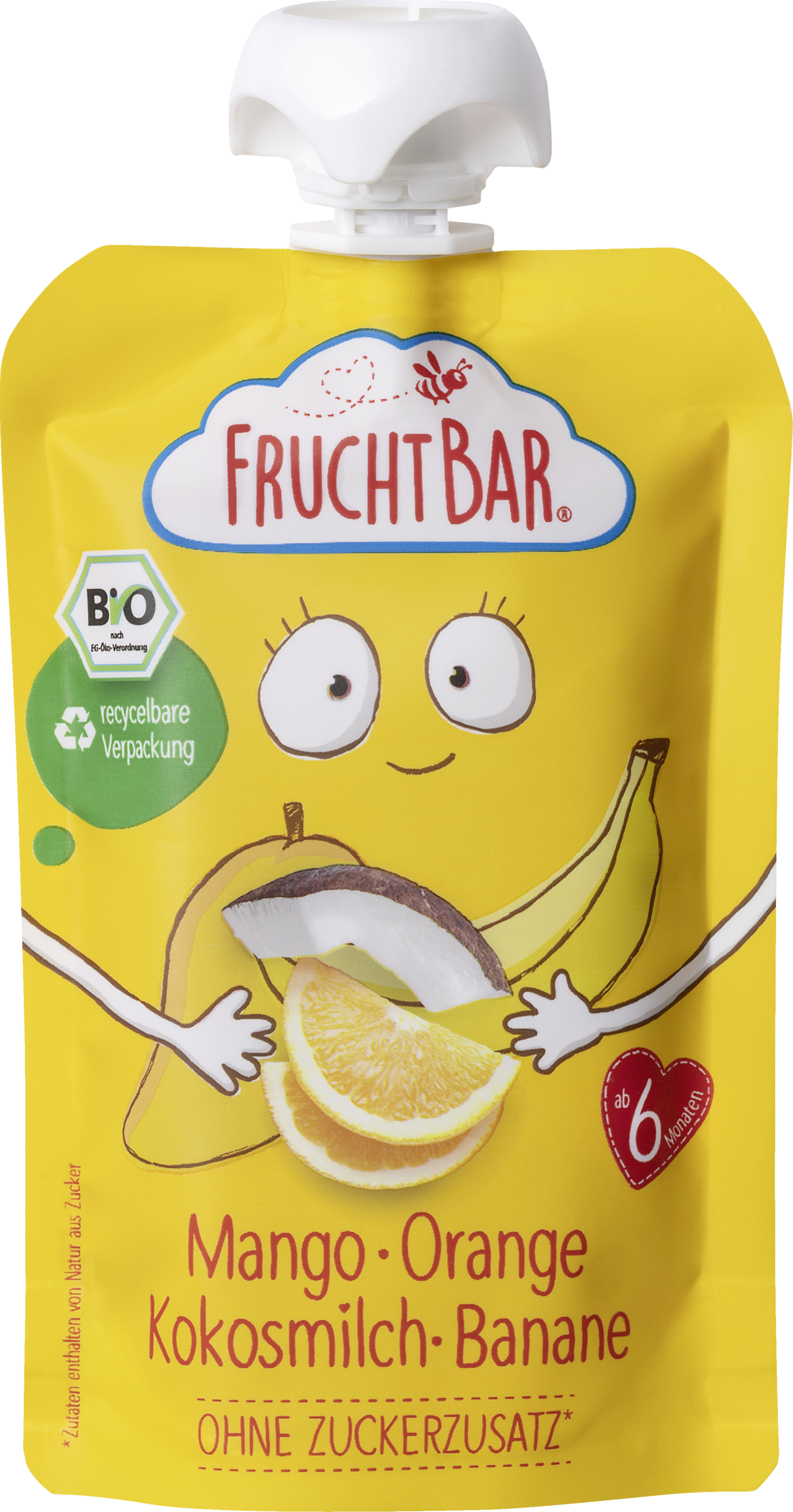 Bio Fruchtpüree Mango, Orange, Kokosmilch, Banane