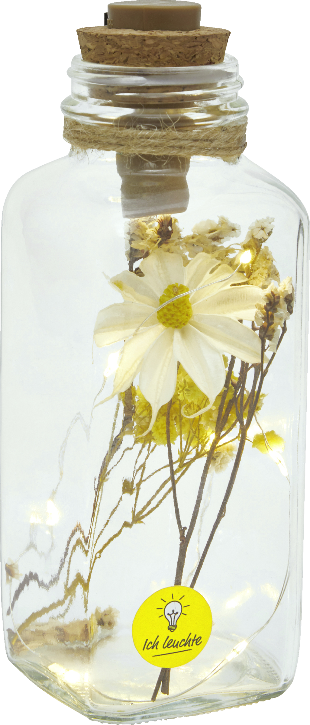 DEKOWELT LED-GLAS MIT TROCKENBLUMEN