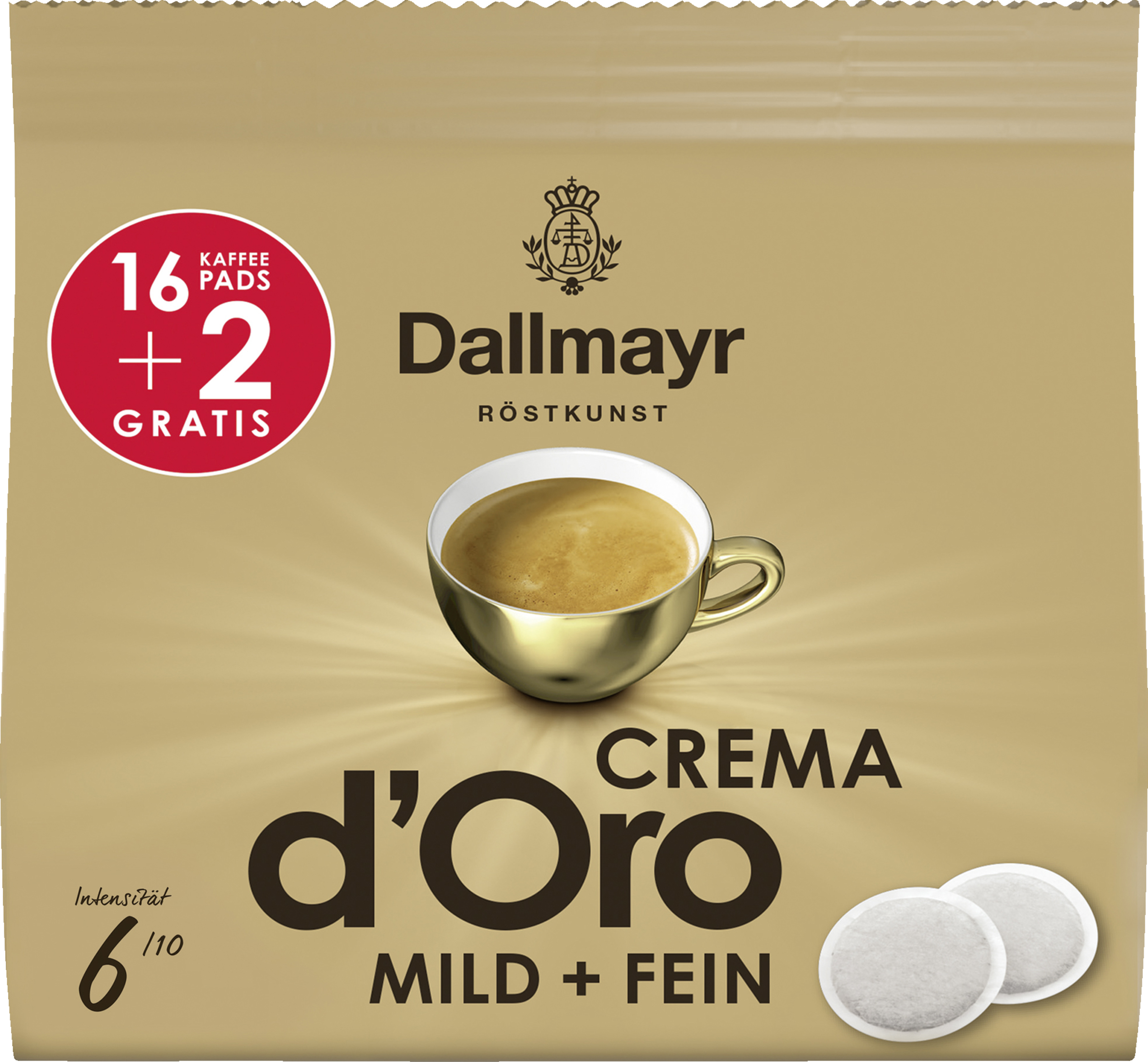 Crema d'Oro mild + fein Kaffeepads