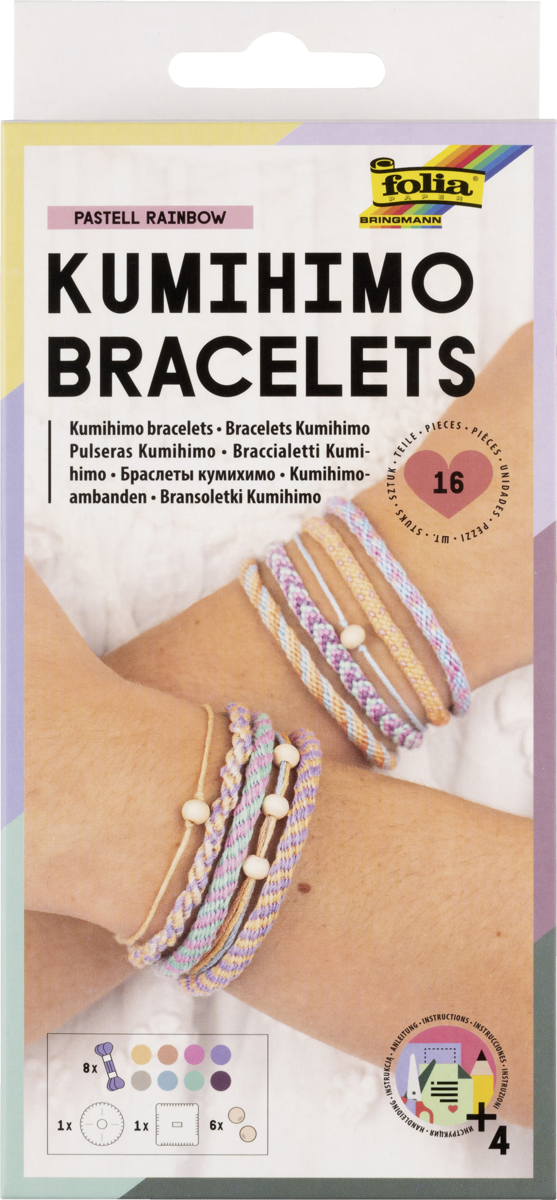 folia Kumihimo Bracelets Pastell Rainbow