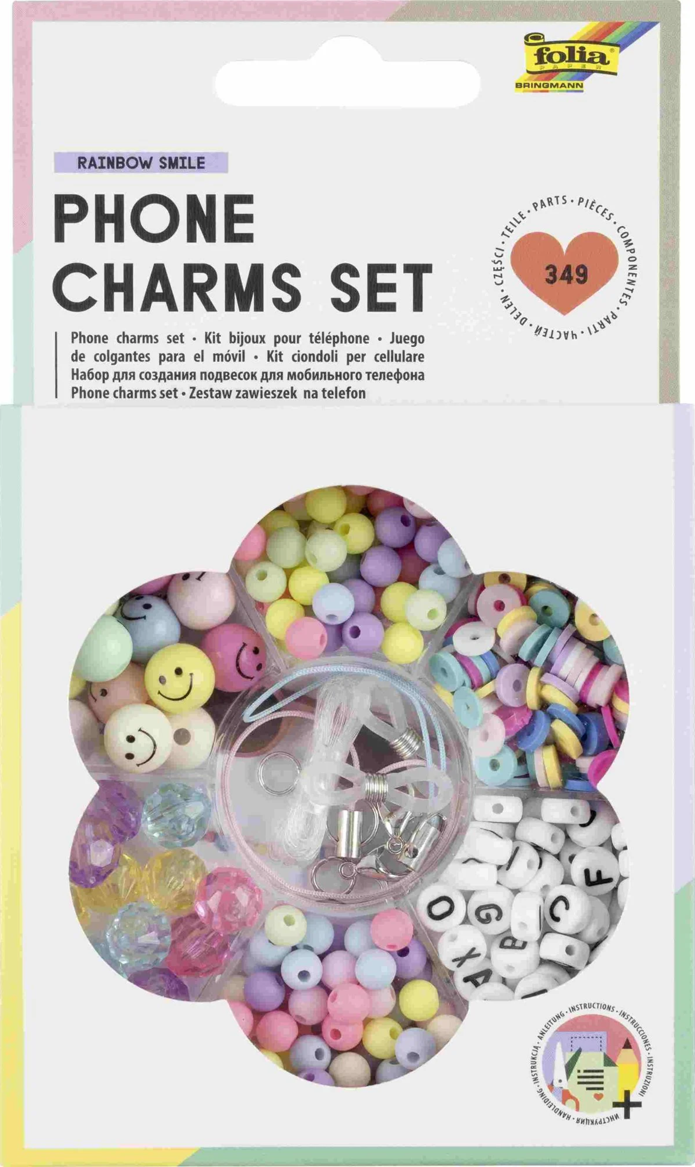 folia Phone Charms Set Rainbow Smile