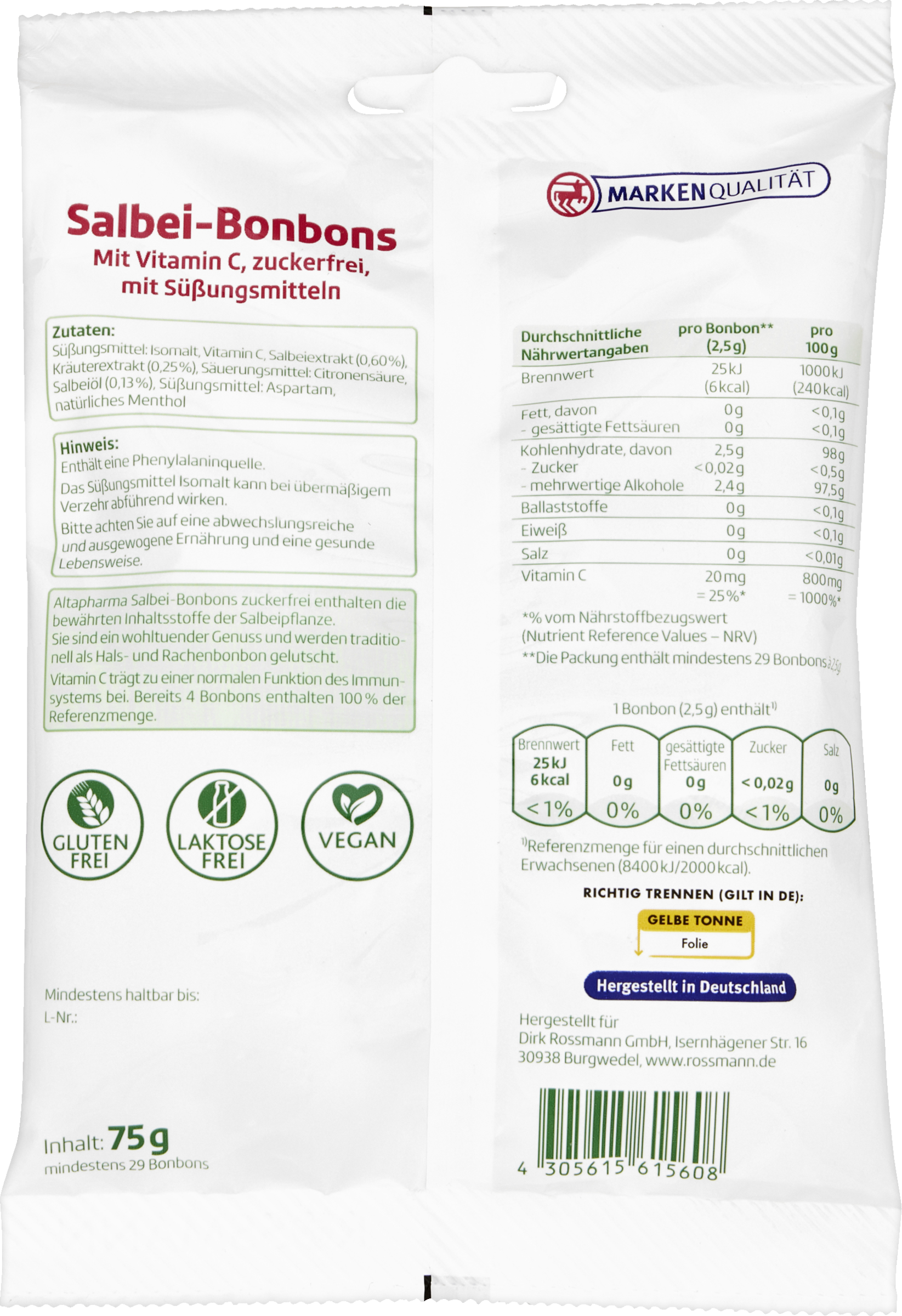Salbei-Bonbons mit Vitamin C zuckerfrei