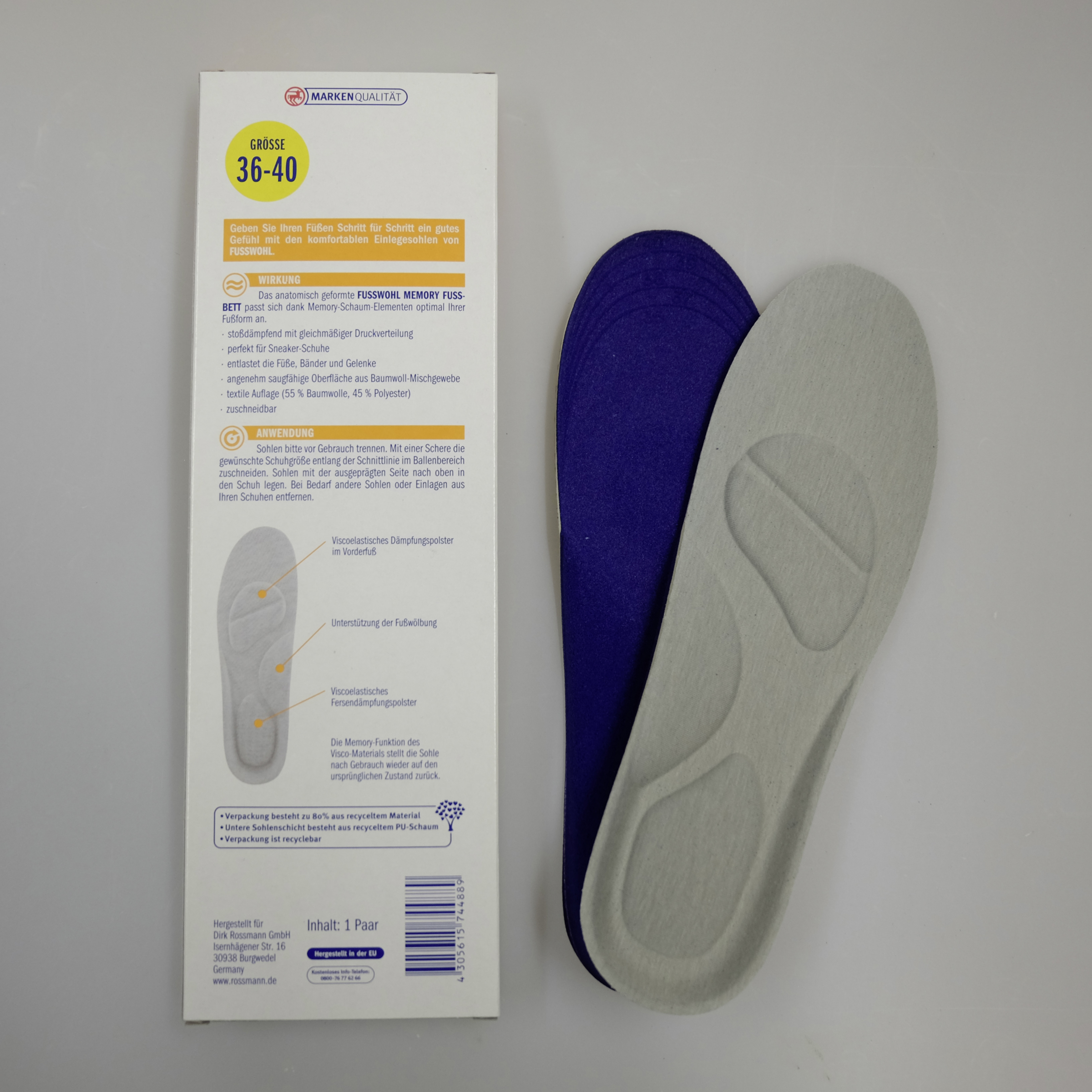 نعل داخلي بتقنية الذاكرة مقاس 36-40 2