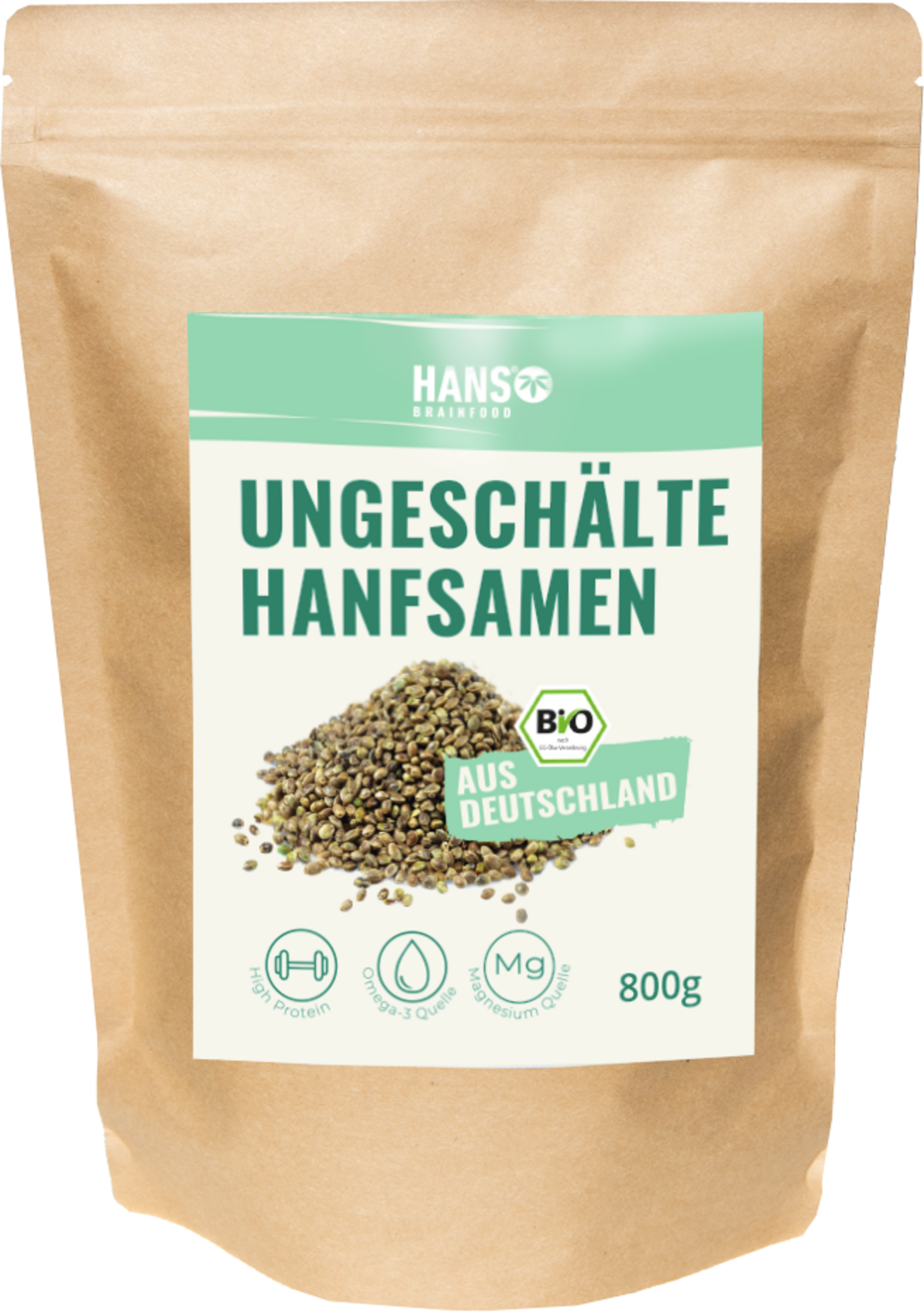 HANS Brainfood Bio Ungeschälte Hanfsamen