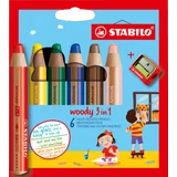 6er Set Woody 3in1 Multitalent-Stifte
