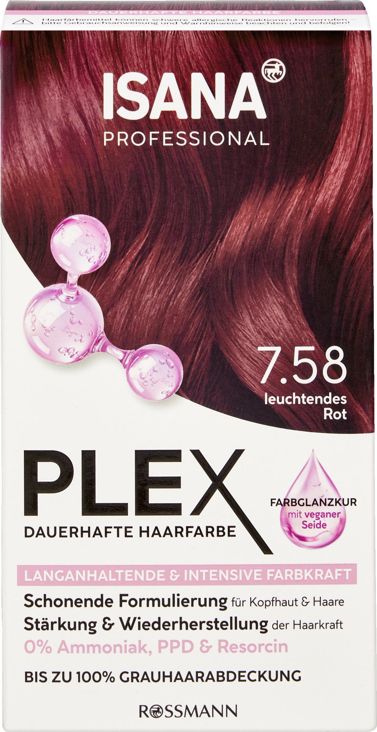 ISANA PROFESSIONAL Plex dauerhafte Haarfarbe 7.58 Leuchtendes Rot
