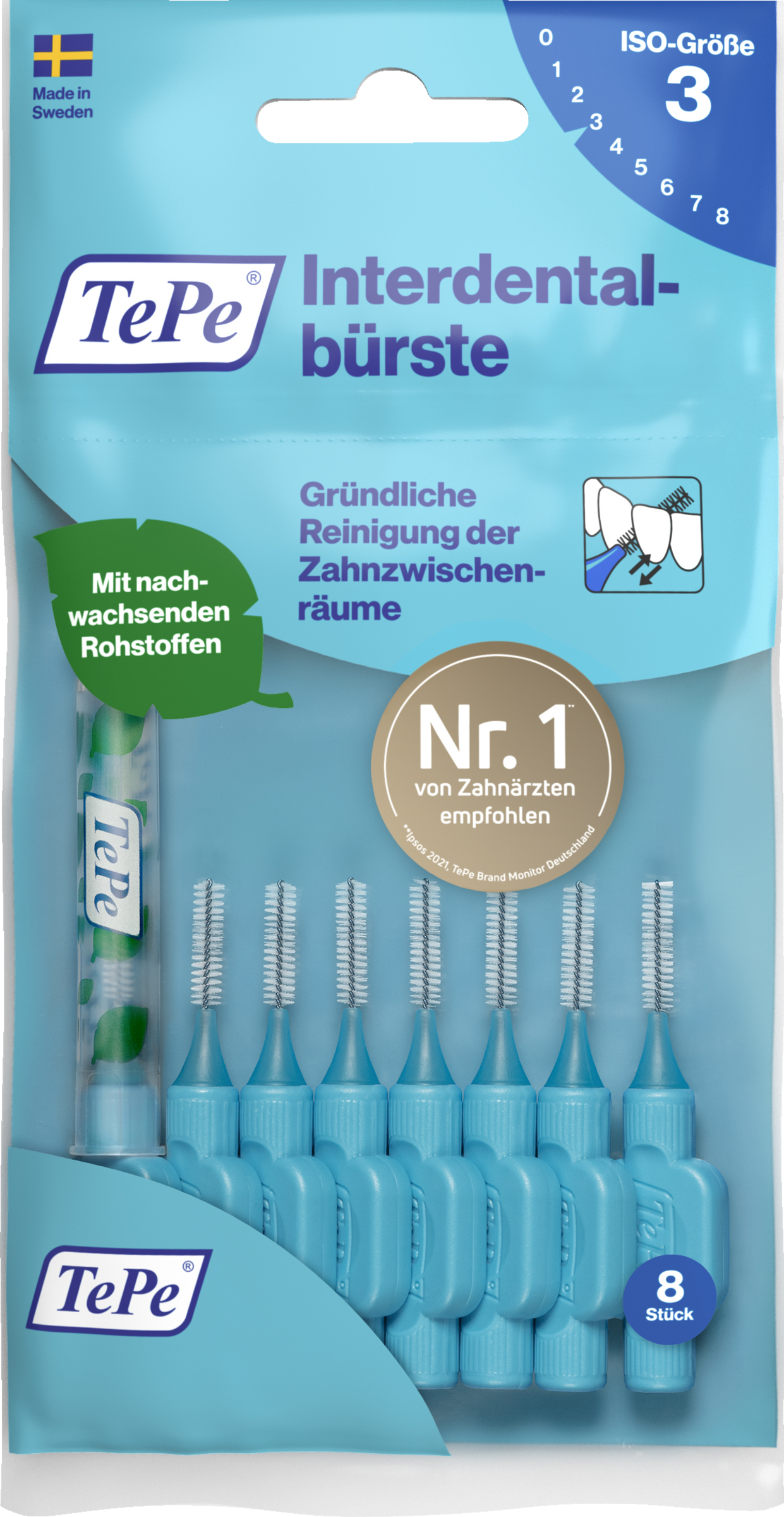 TePe Interdentalbürsten Blau, ISO 3, 0,6 mm, 8 Stück