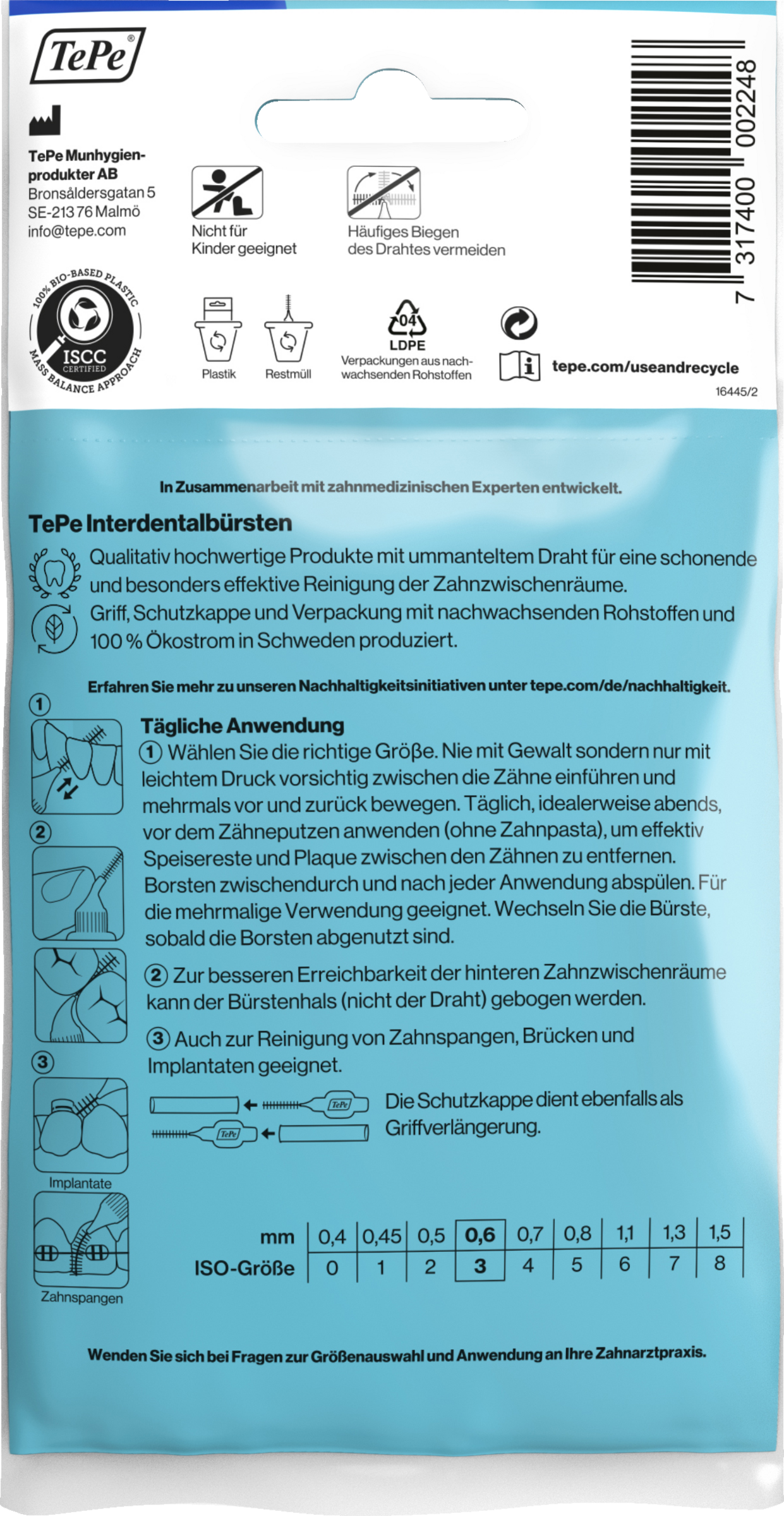 فرشاة ما بين الأسنان زرقاء، ISO 3، 0.6 ملم، 8 قطع 2