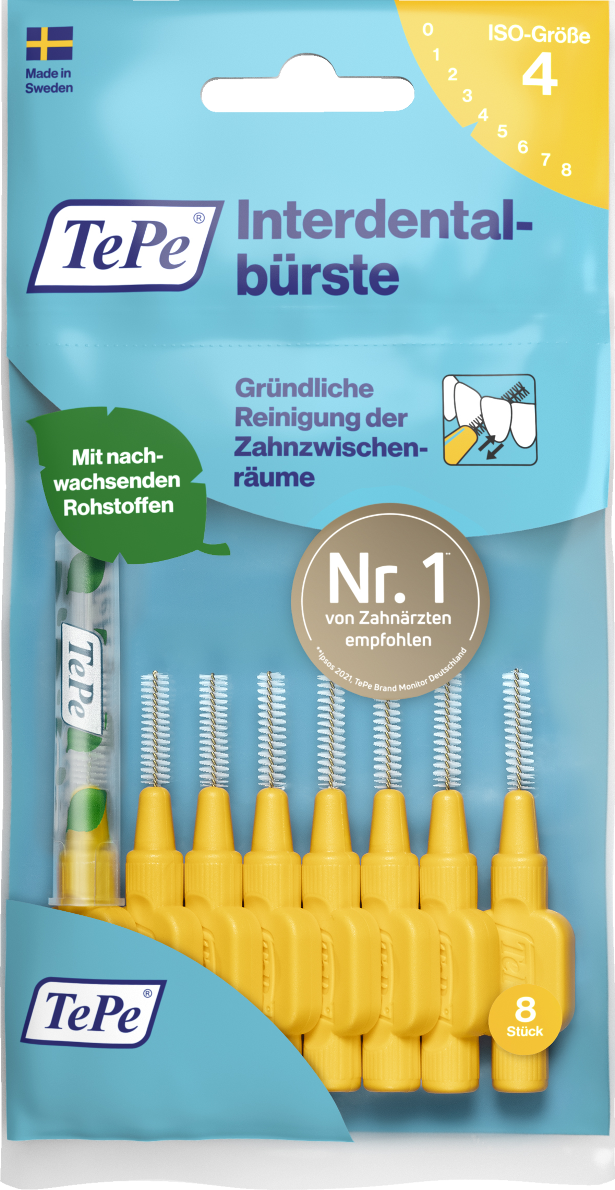 TePe Interdentalbürsten Gelb, ISO 4, 0,7 mm, 8 Stück