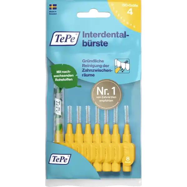 فرشاة ما بين الأسنان صفراء، ISO 4، 0.7 مم، 8 قطع