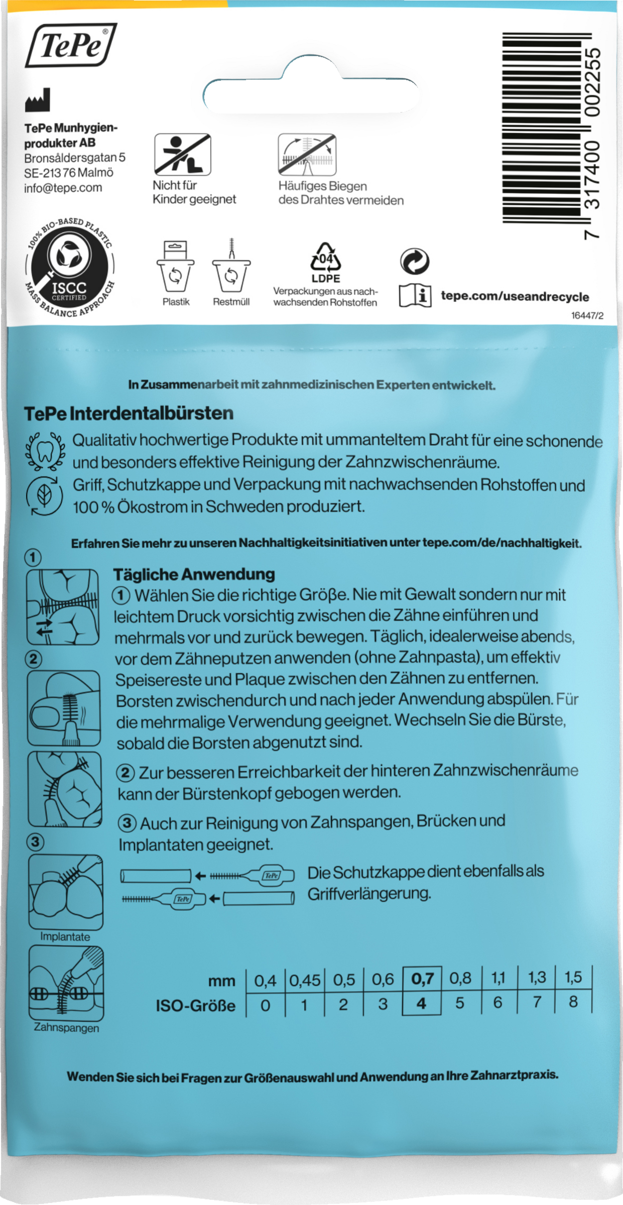 فرشاة ما بين الأسنان صفراء، ISO 4، 0.7 مم، 8 قطع 2
