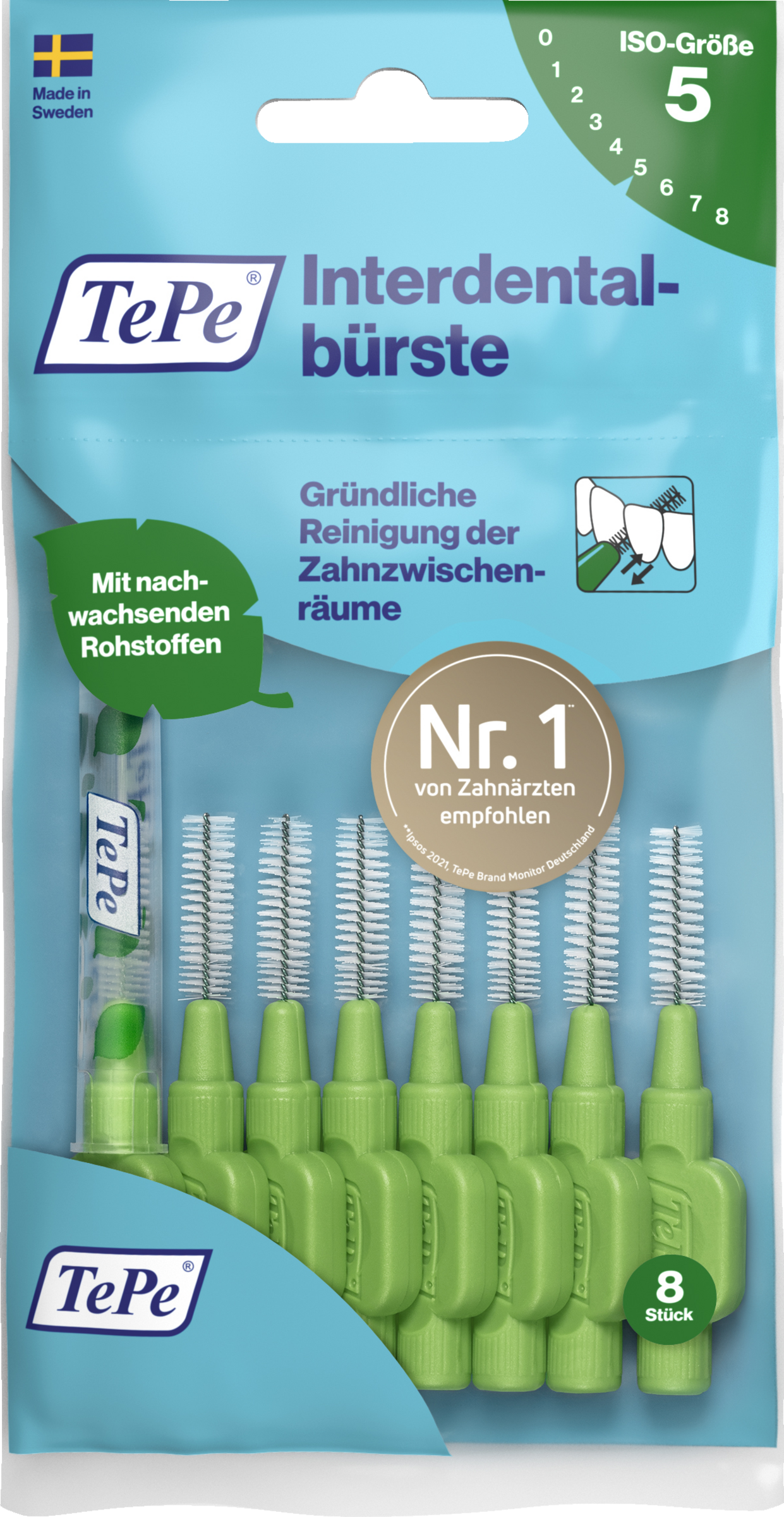 TePe Interdentalbürsten Grün, ISO 5, 0,8 mm, 8 Stück