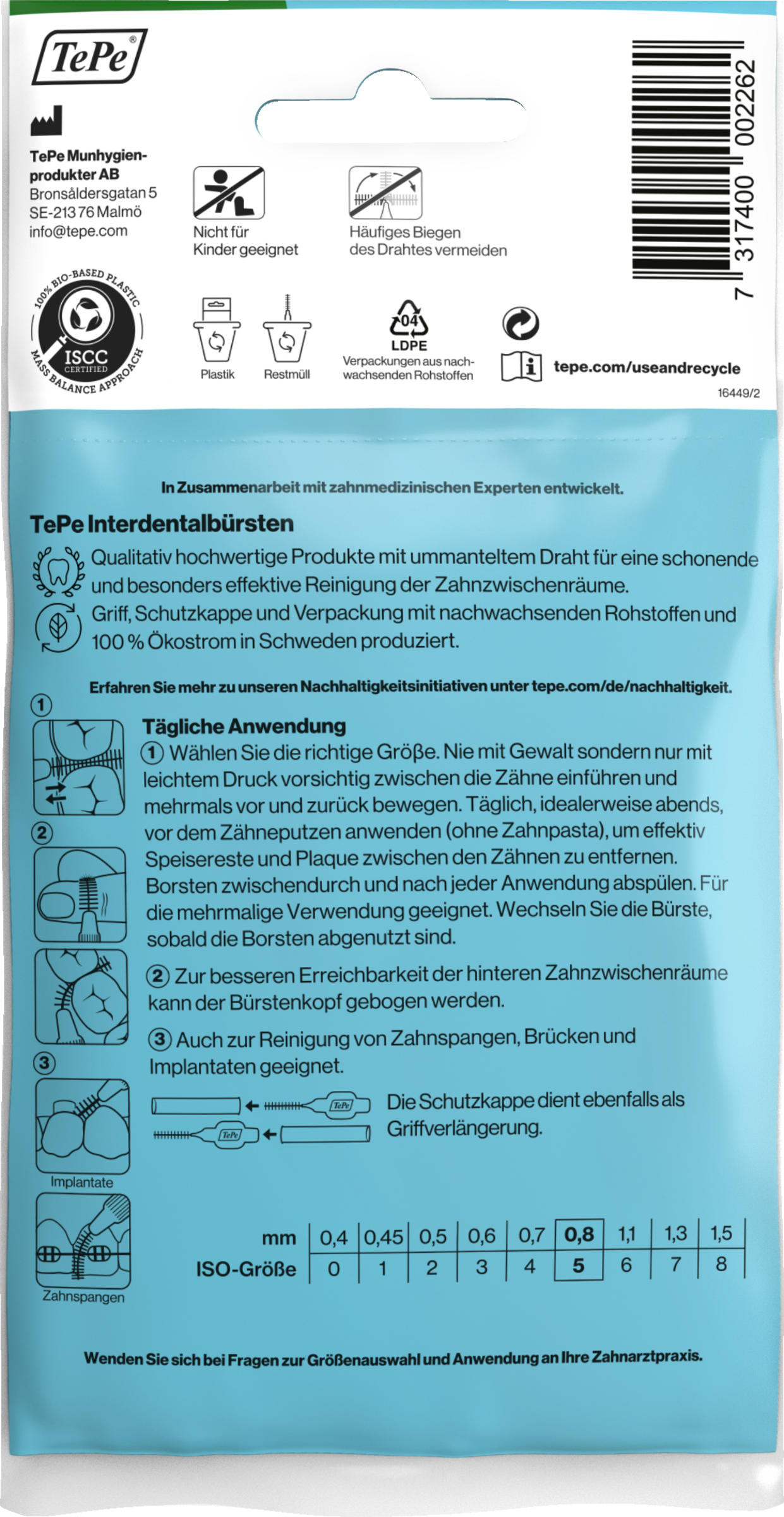 TEPE Angle Interdentalbürste 0,8 Mm Grün Produktbild-Vorschau 3