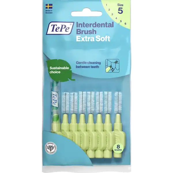 فرشاة ما بين الأسنان ناعمة جدًا، خضراء، مقاس ISO 5