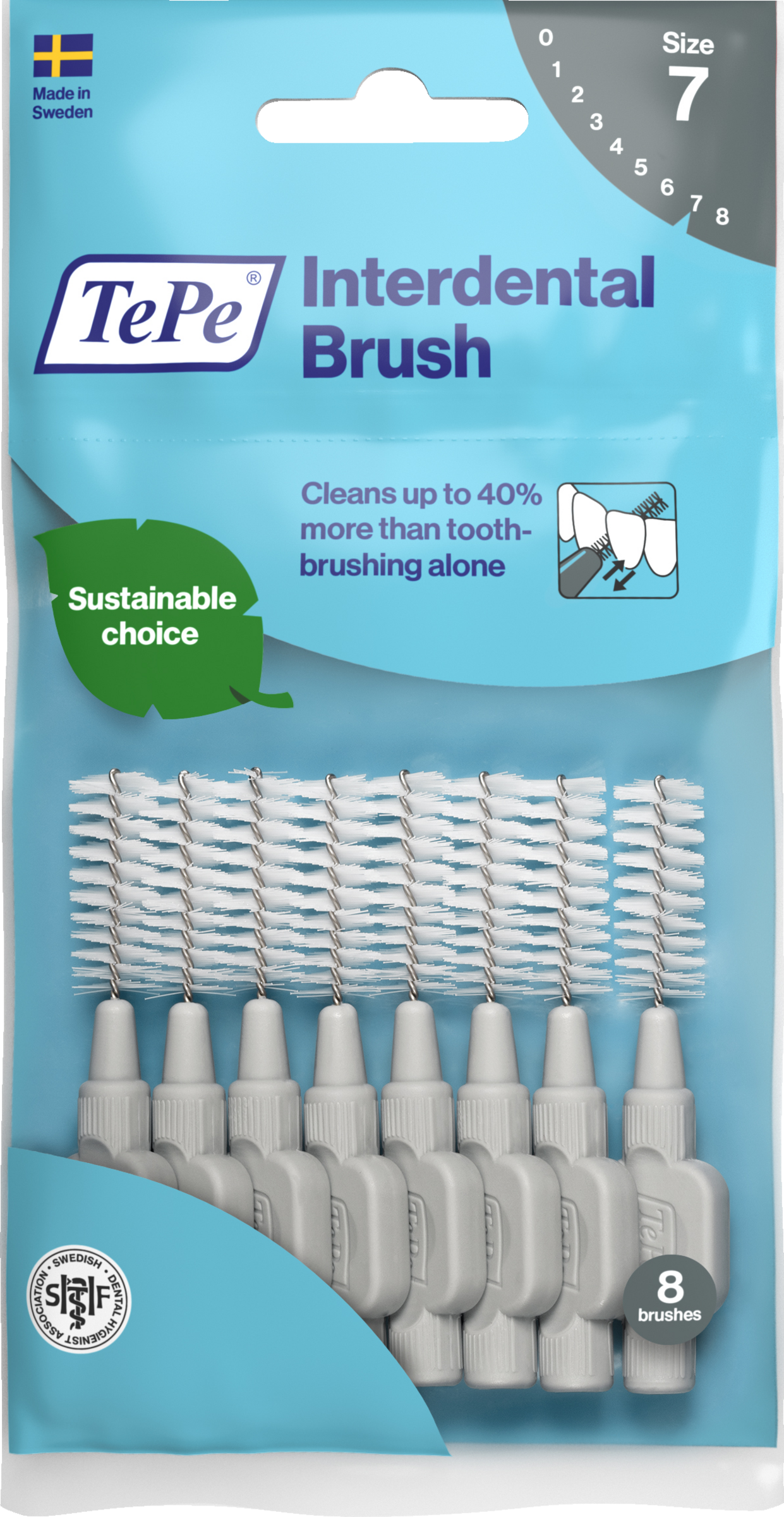 TePe Interdentalbürsten Grau, ISO 7, 1,3 mm, 8 Stück