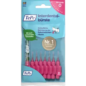 فرش أسنان بين الأسنان وردي، ISO 0، 0.4 مم، 8 قطع