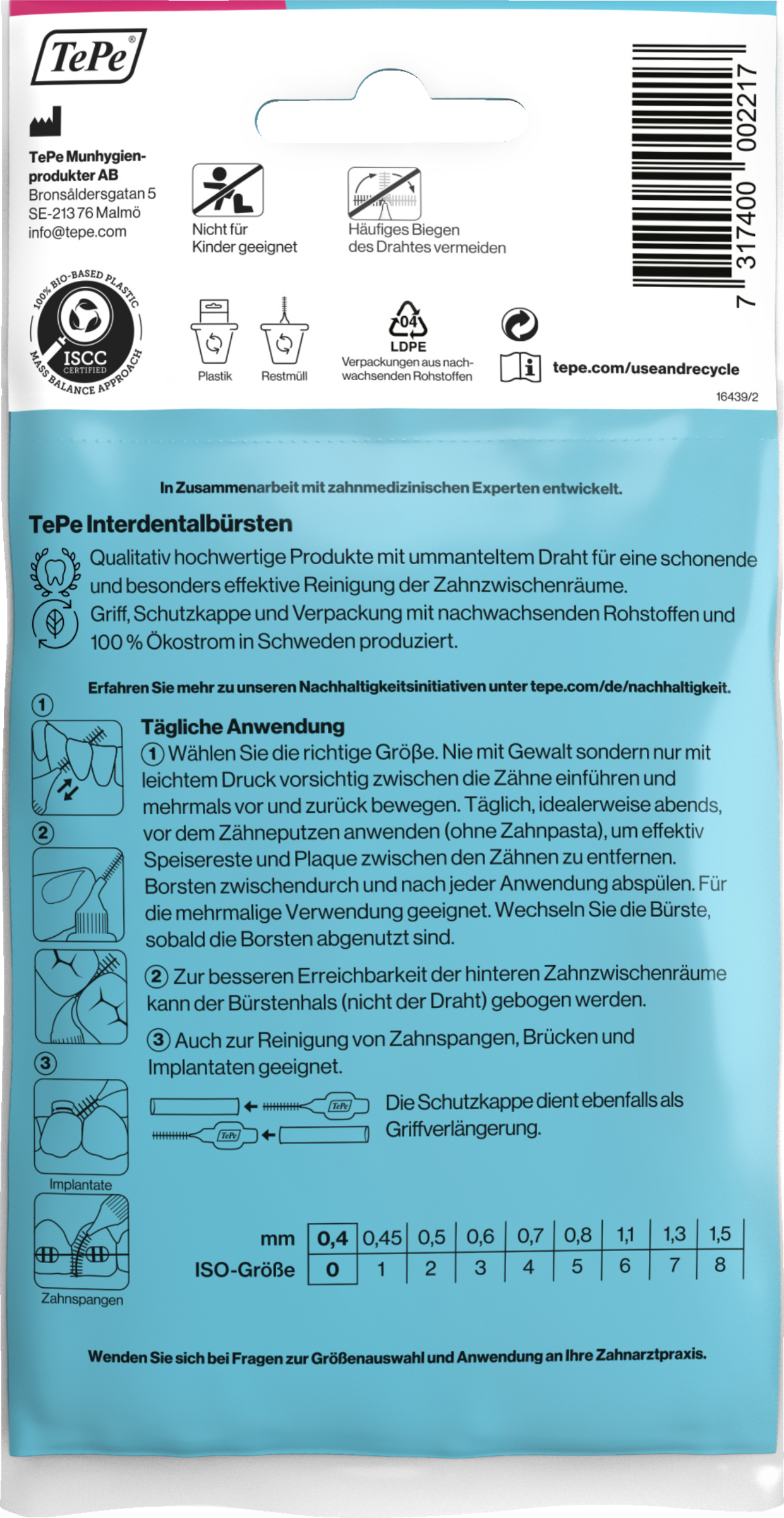 فرش أسنان بين الأسنان وردي، ISO 0، 0.4 مم، 8 قطع 2