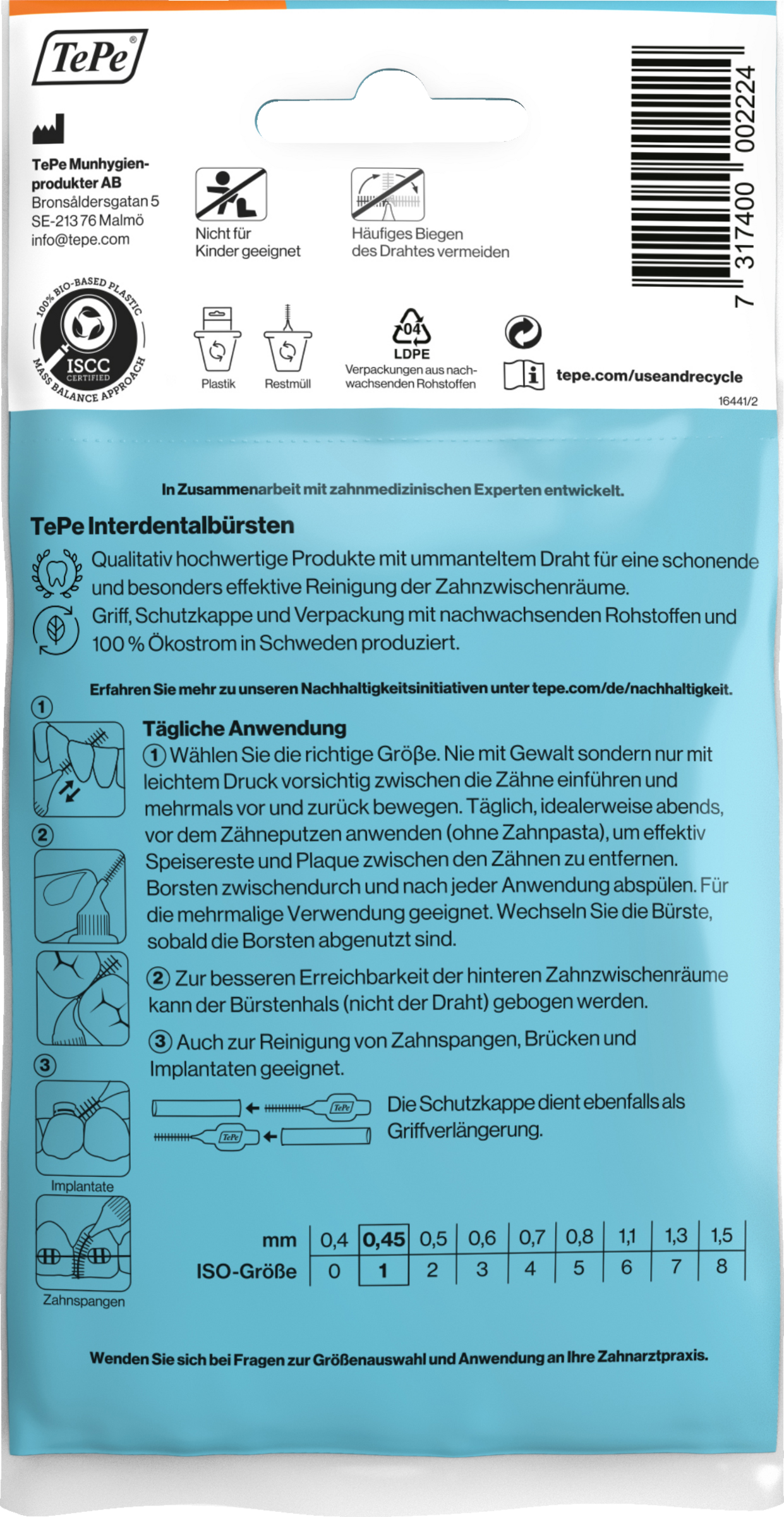 فرشاة أسنان بين الأسنان برتقالية، ISO 1، 0.45 مم، 8 قطع 2