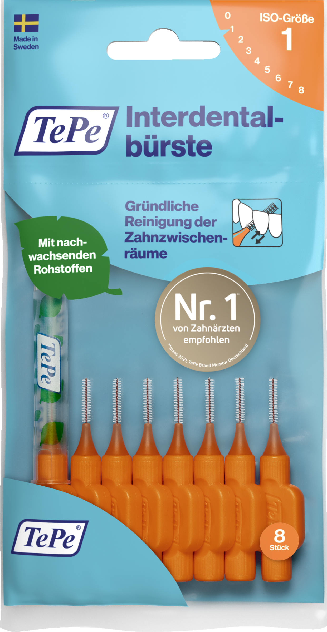TePe Interdentalbürsten Orange, ISO 1, 0,45 mm, 8 Stück