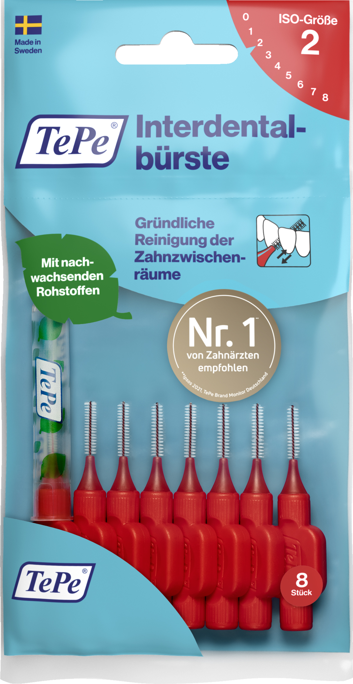TePe Interdentalbürsten Rot, ISO 2, 0,5 mm, 8 Stück