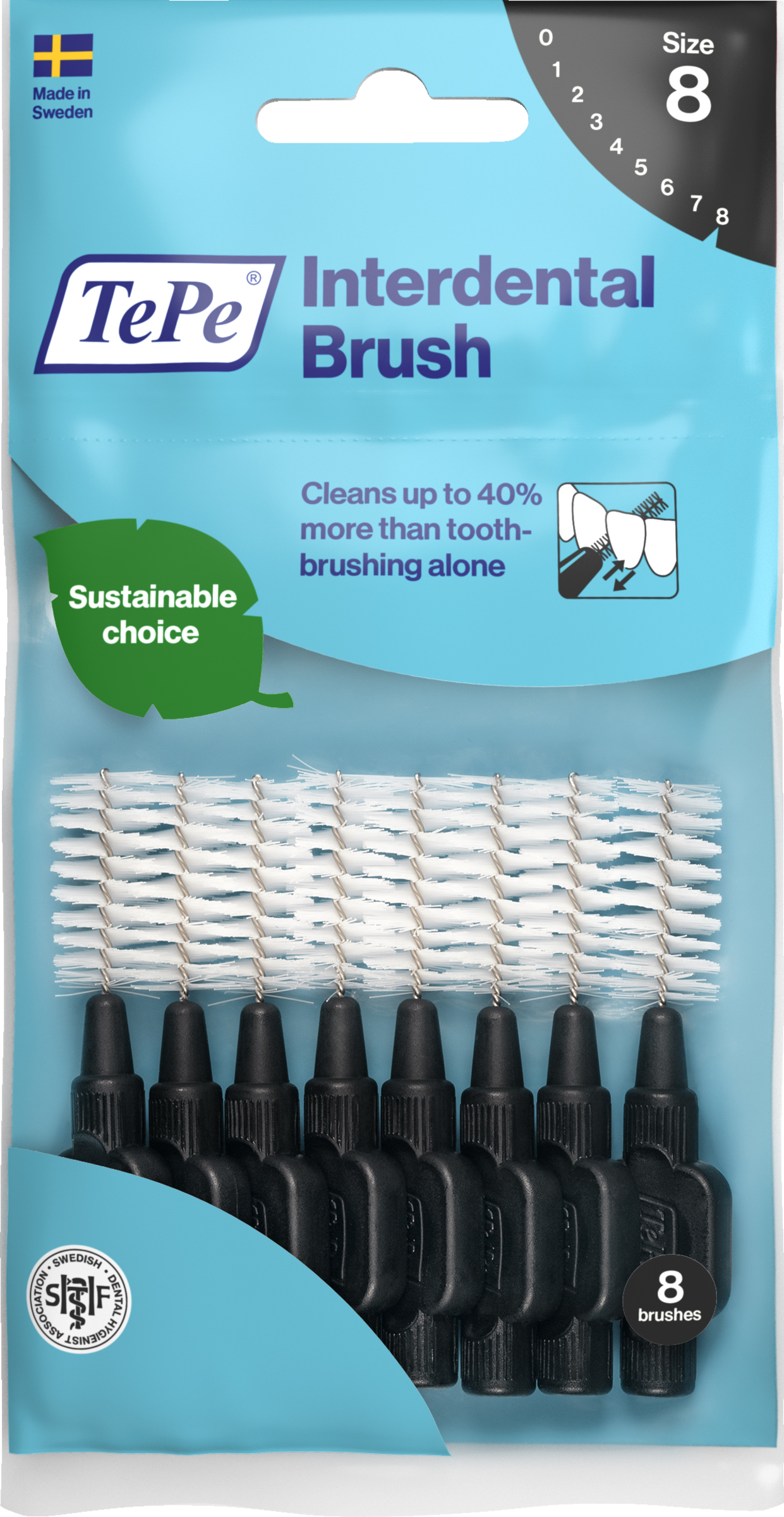 TePe Interdentalbürsten Schwarz, ISO 8, 1,5 mm, 8 Stück