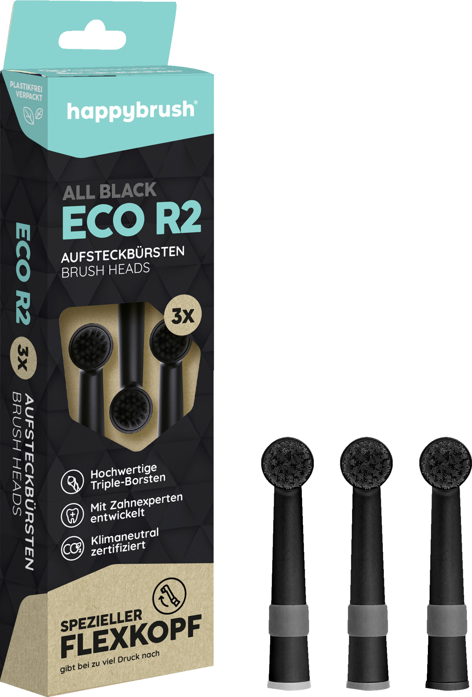 happybrush Aufsteckbürsten ECO R2 all black online kaufen | rossmann.de