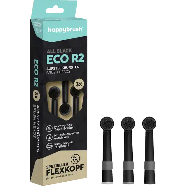 happybrush Aufsteckbürsten ECO R2 all black online kaufen | rossmann.de