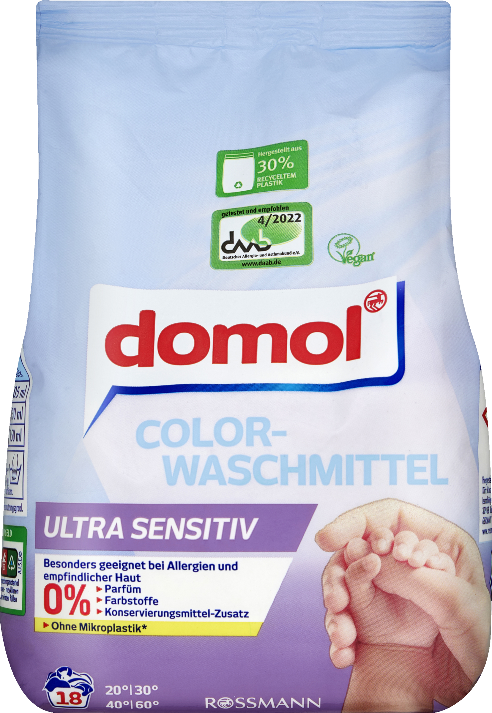 domol sensitiv Ultra Sensitiv-Colorwaschmittel Pulver 18 WL