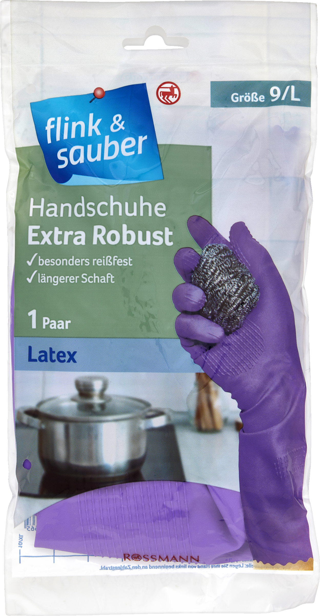 flink & sauber Handschuhe Extra Robust Latex Gr. L