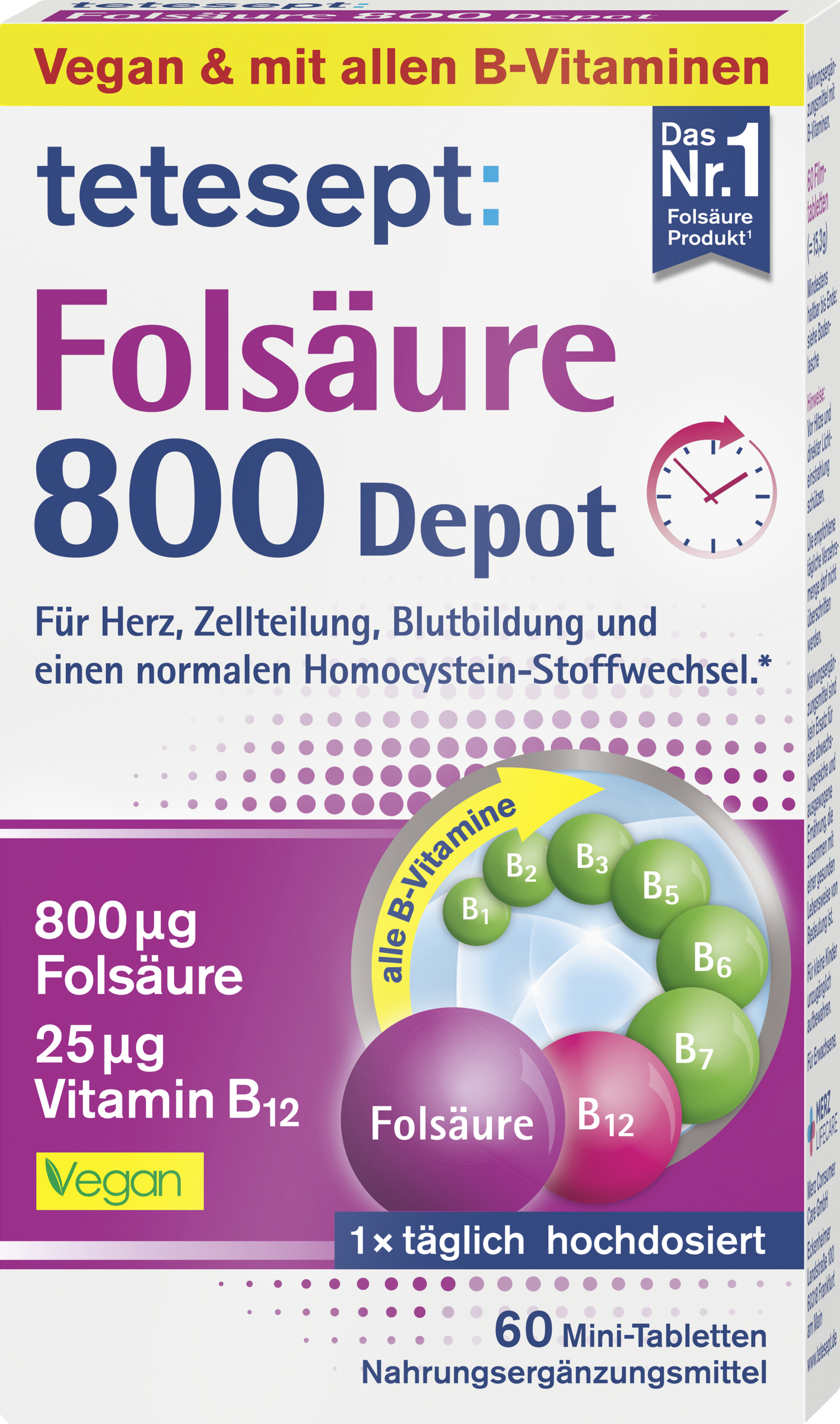 tetesept Folsäure 800 Depot 60 Mini-Tabletten