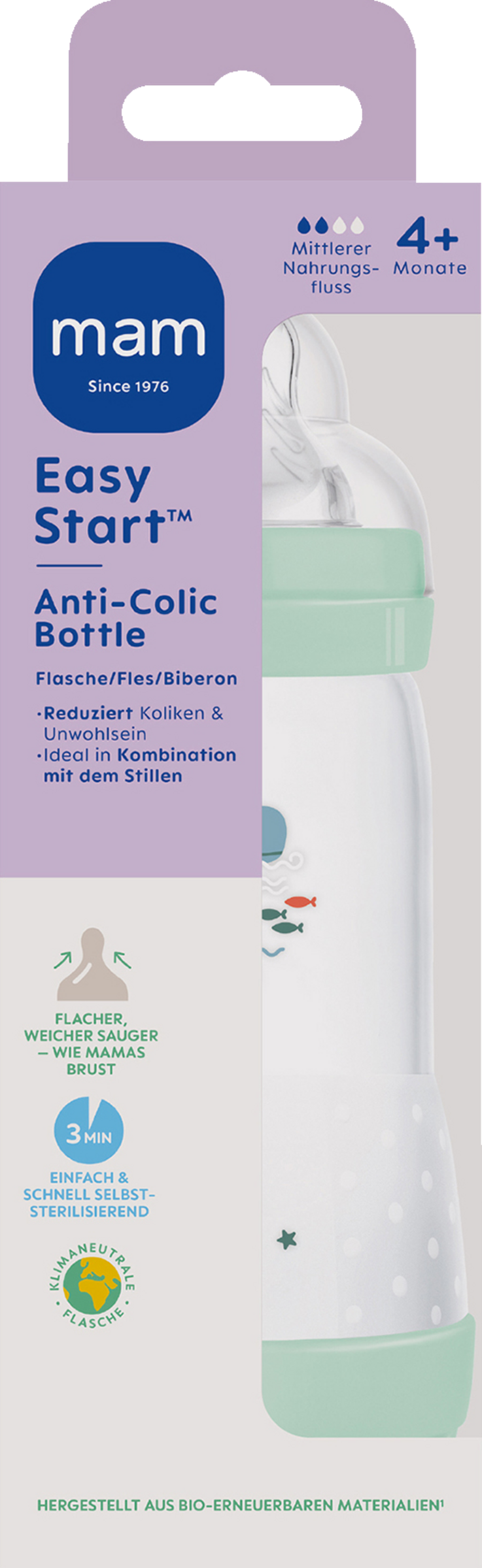 MAM Babyflasche Easy Start Anti-Colic 320 ml, 4+ Monate mint
