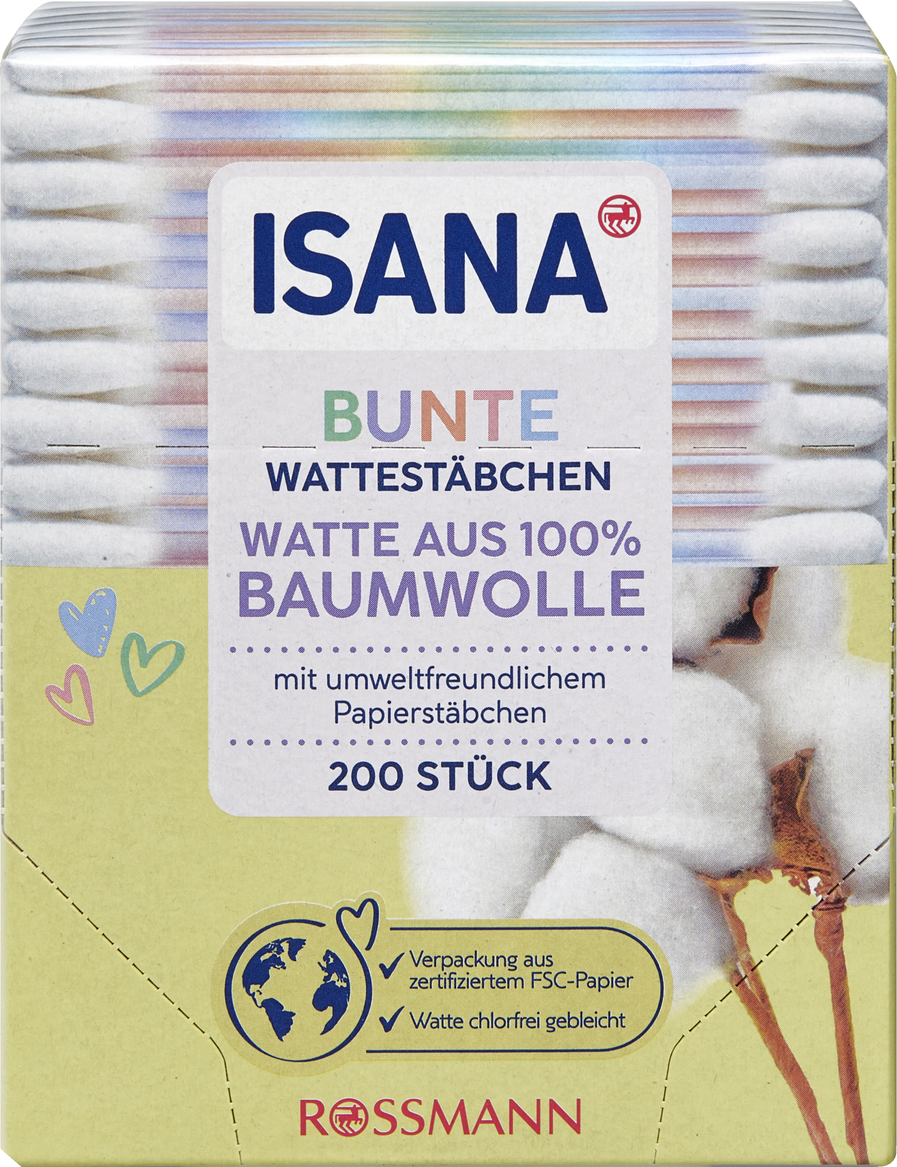 ISANA Bunte Wattestäbchen