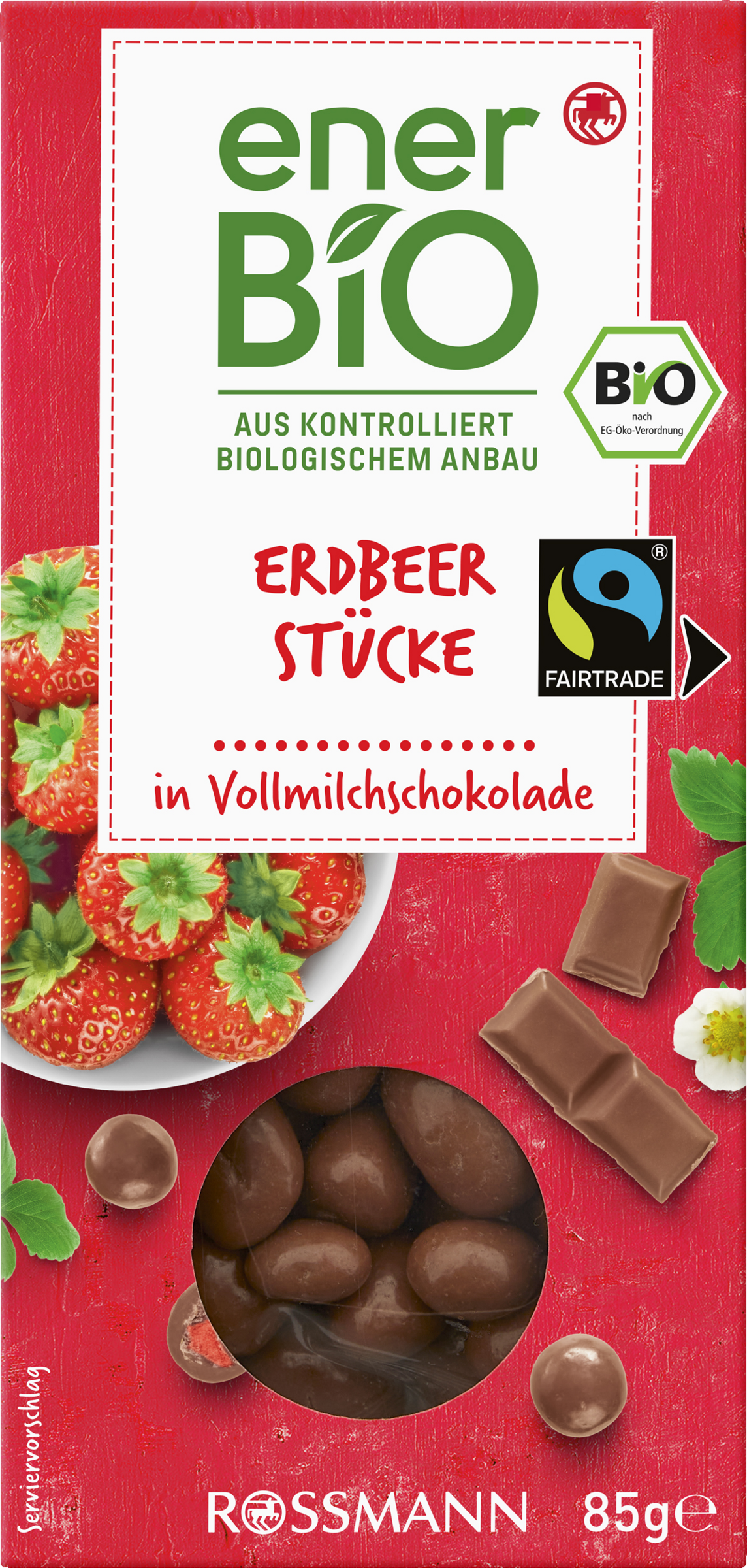 Erdbeerstücke in Vollmilchschokolade