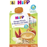 Bio Frucht-Porridge Mango-Pfirsich in Banane mit Hafer