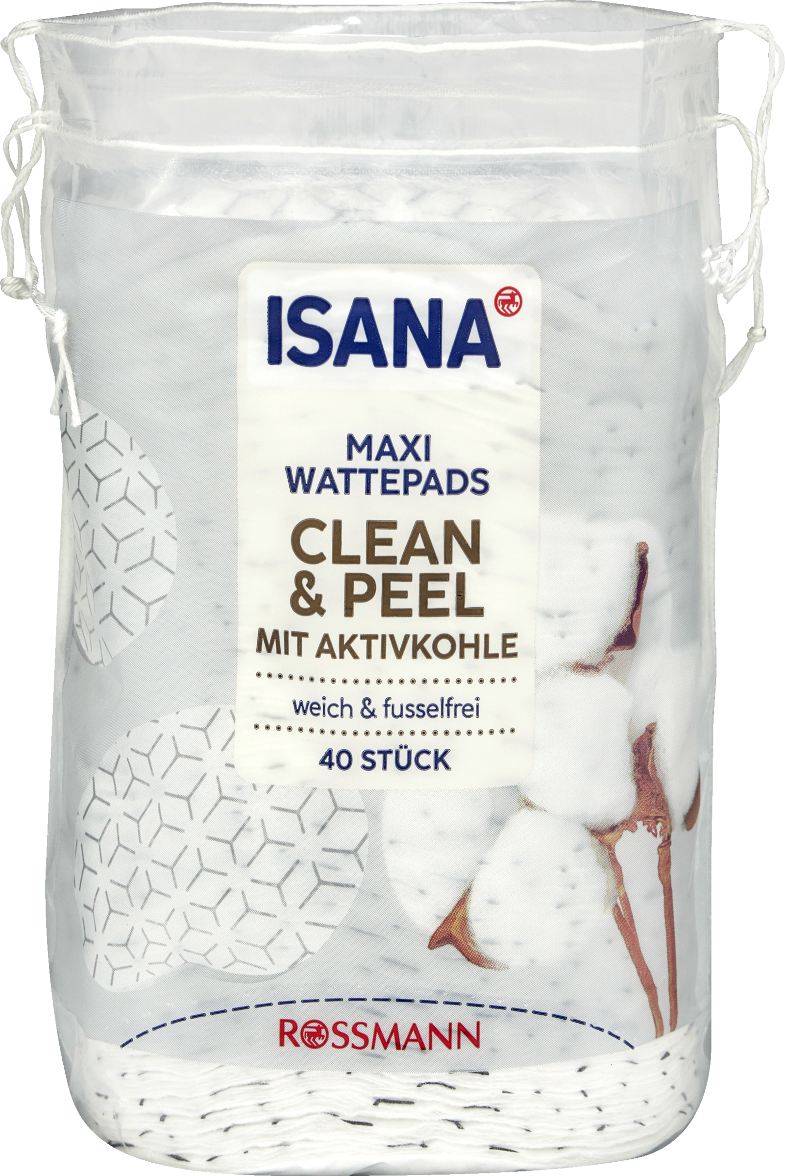 ISANA Maxi Wattepads Clean & Peel mit Aktivkohle