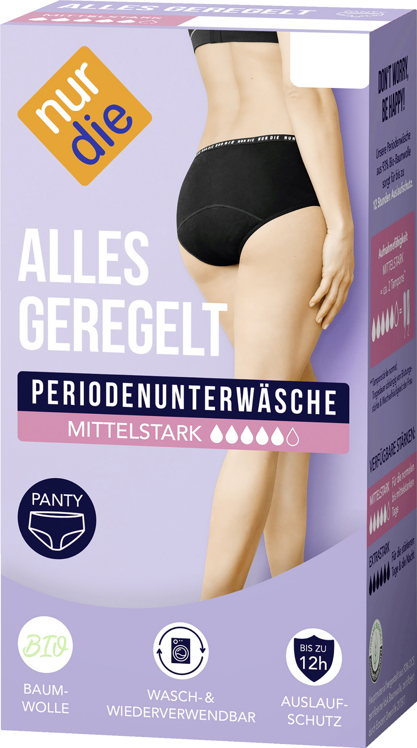 Nur Die Periodenunterwäsche Panty mittelstark schwarz Gr. S 36-38