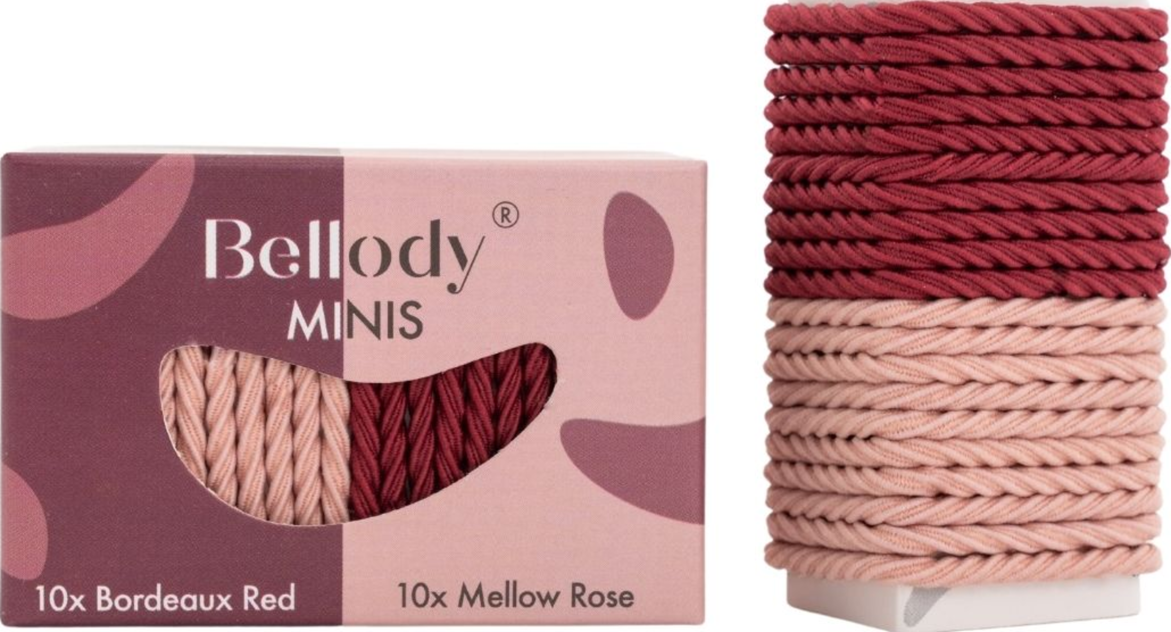 Bellody Mini Haargummis Bordeaux Red & Mellow Rose