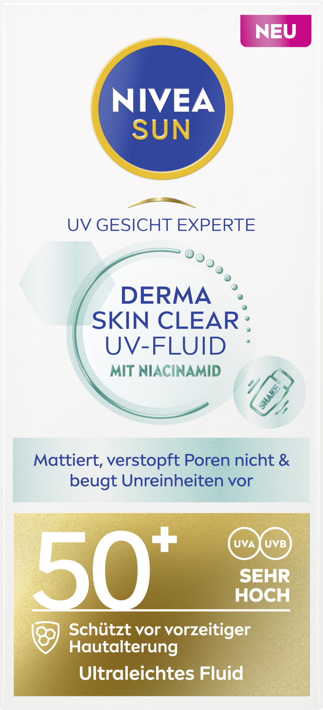 NIVEA SUN UV Schutz Gesicht Experte Derma Skin Clear UV-Fluid LSF 50+