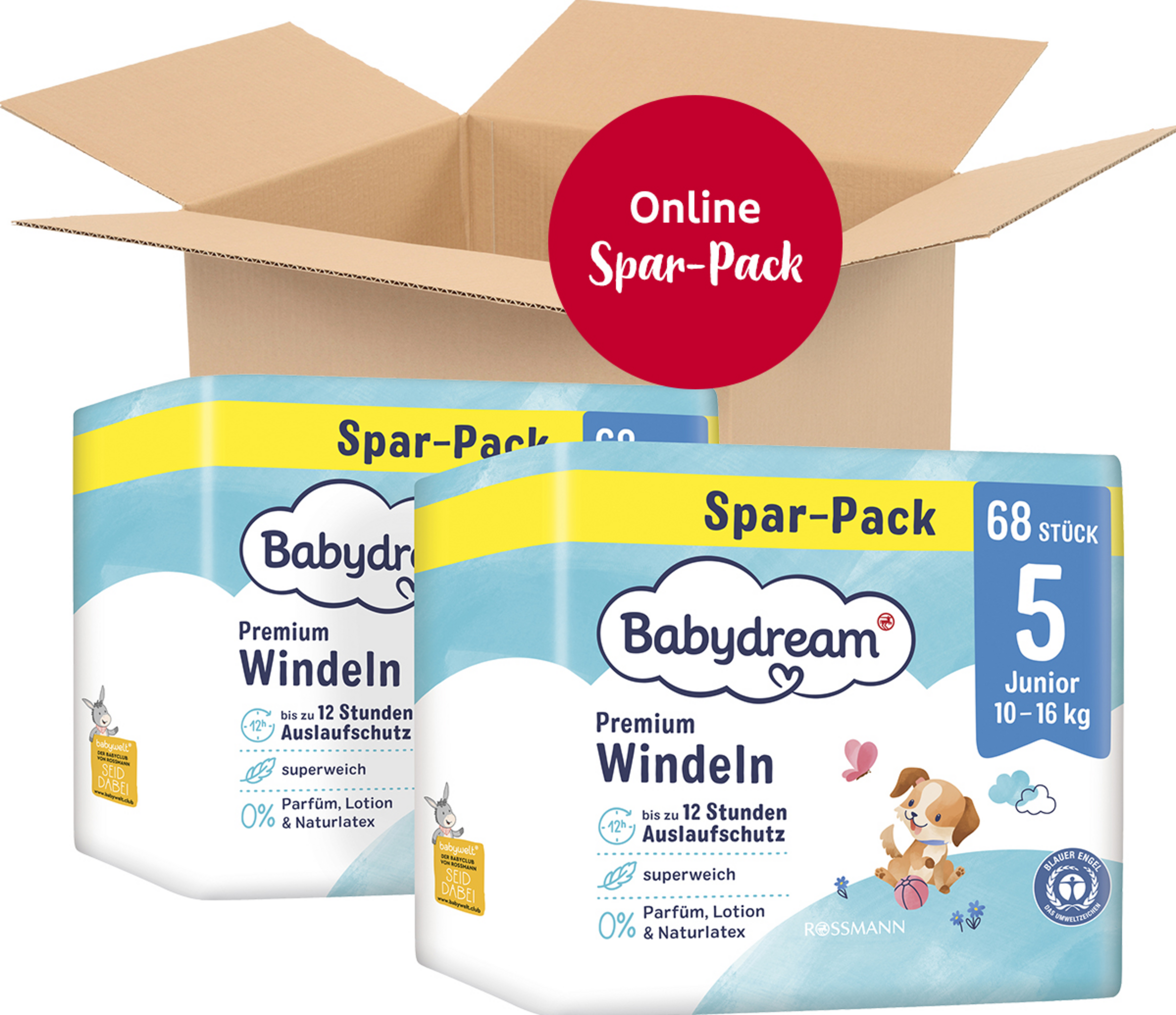 Babydream Premium Windeln Monatspack Junior Größe 5, 136 Stück, 10-16 kg